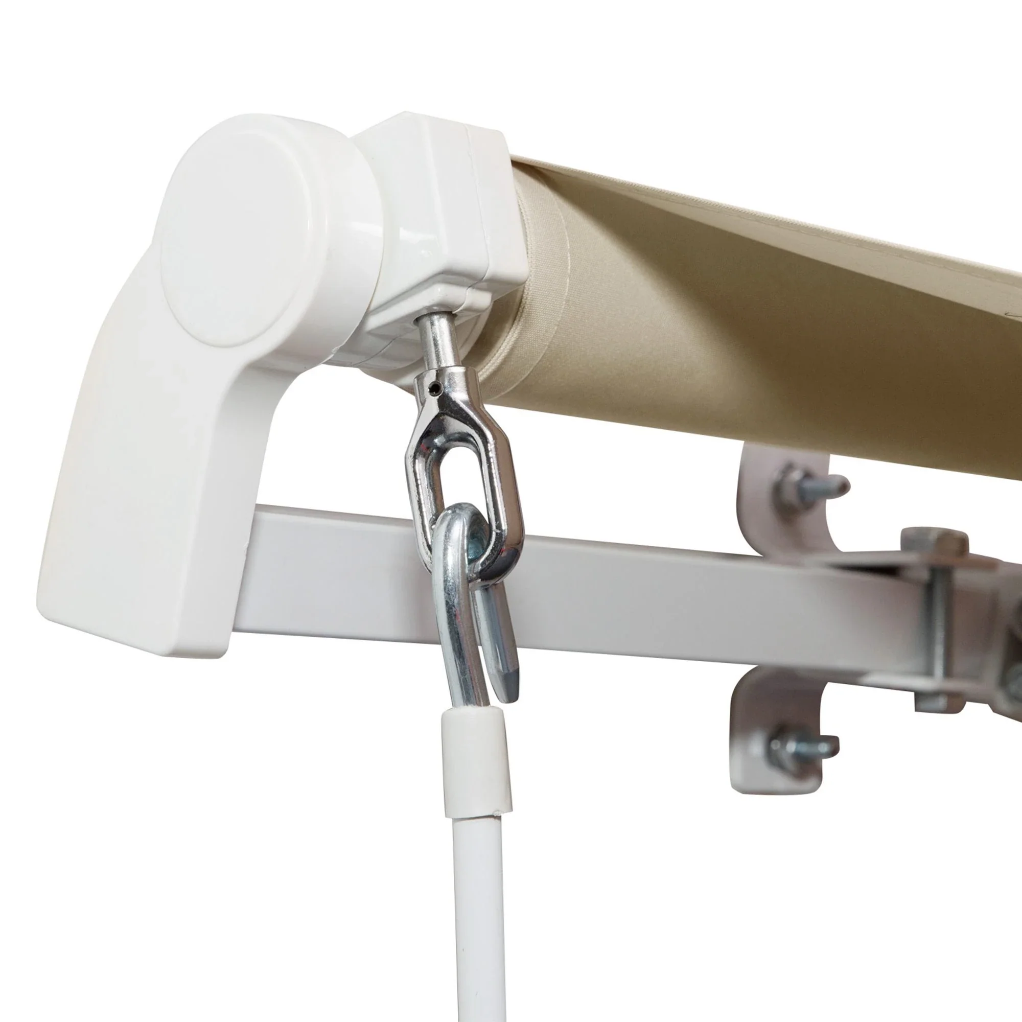 12' x 8' Retractable Patio Awning, Manual Crank Handle, UV Water-Resistant, Cream - Image 9
