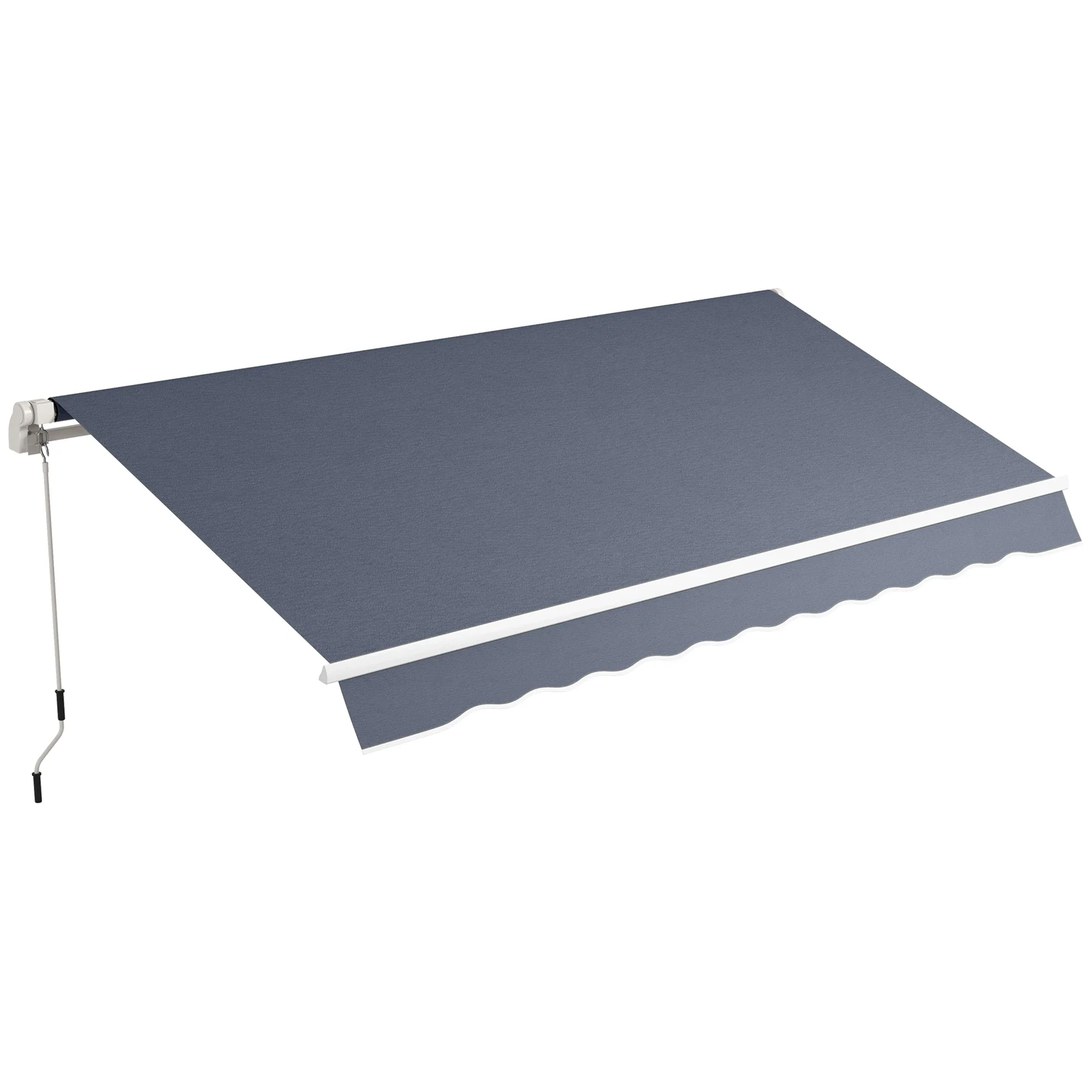 12' x 8' Retractable Patio Awning, Manual Crank, UV Water-Resistant, Grey