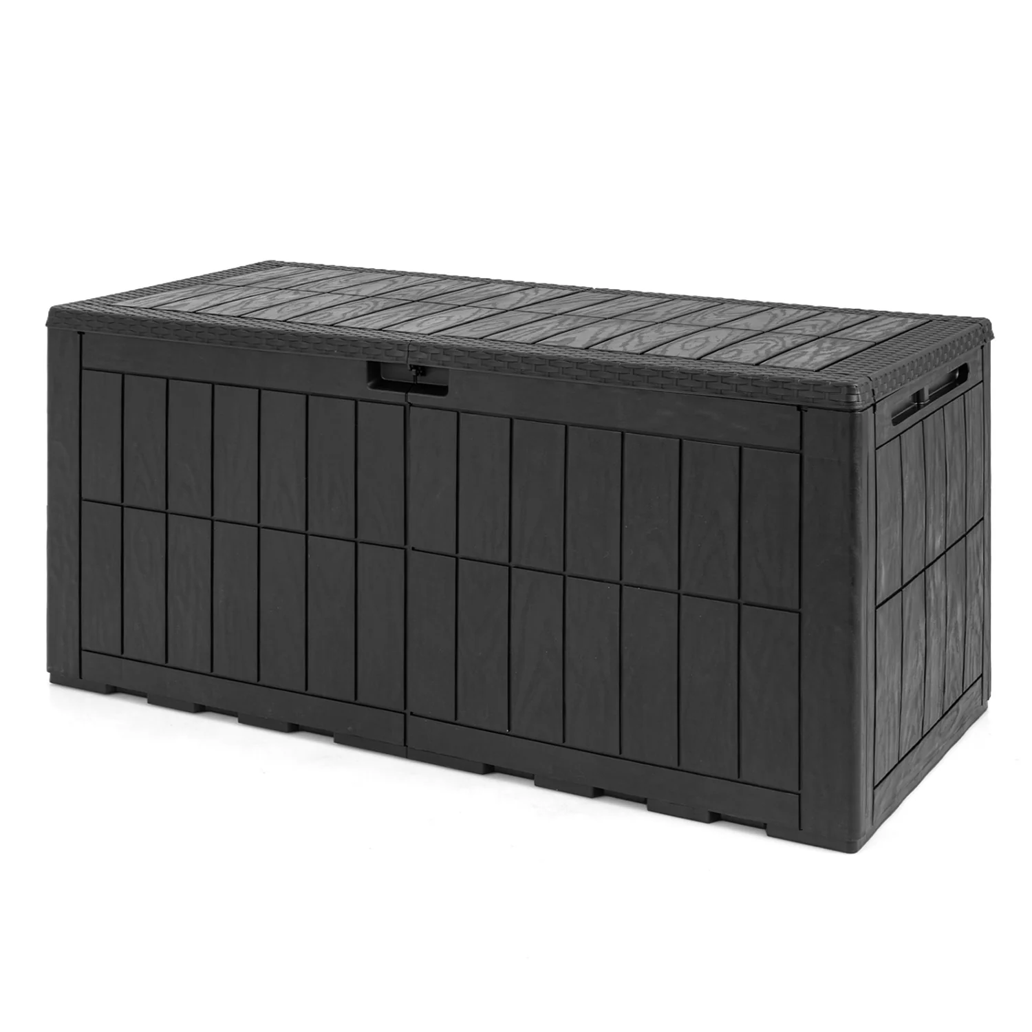 120 Gal Outdoor Deck Box, Garden Tools Storage, Black