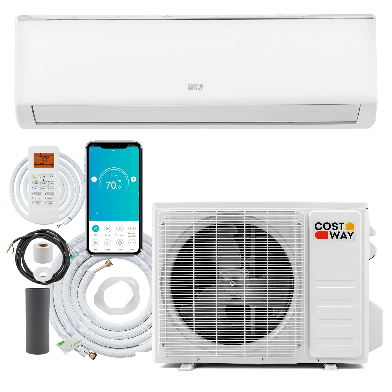 12000 BTU 20 SEER2 Mini Split Air Conditioner, Heater, White