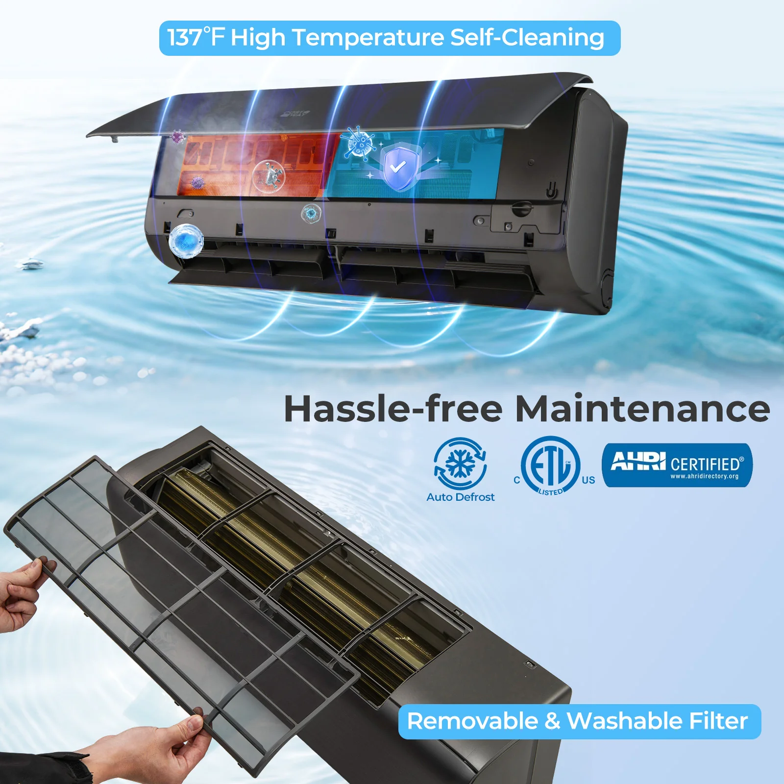 12000 BTU 22 SEER2 Mini Split AC, WiFi Alexa Compatible, Gray - Image 10