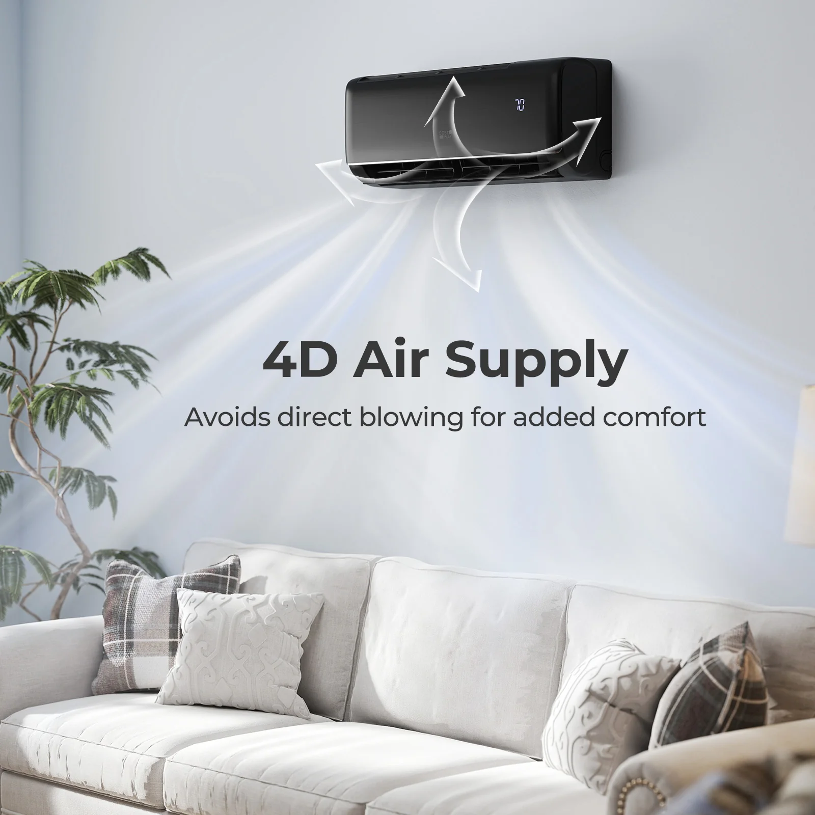 12000 BTU 22 SEER2 Mini Split AC, WiFi Alexa Compatible, Gray - Image 2