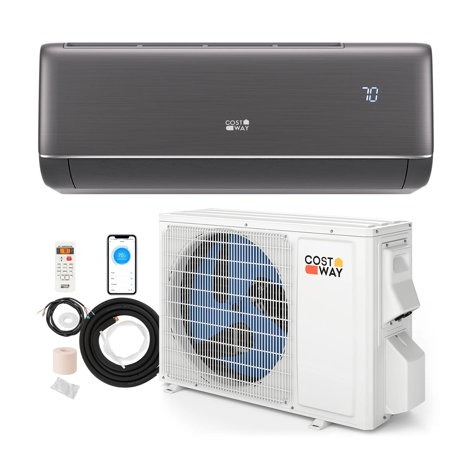12000 BTU 22 SEER2 Mini Split AC, WiFi Alexa Compatible, Gray - Image 3