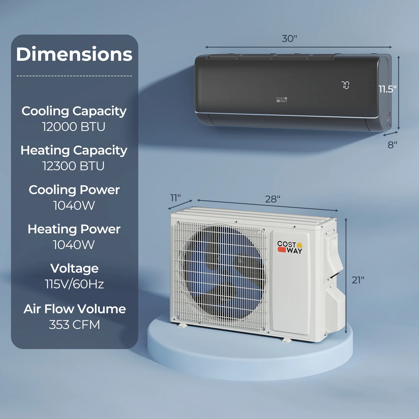 12000 BTU 22 SEER2 Mini Split AC, WiFi Alexa Compatible, Gray - Image 4
