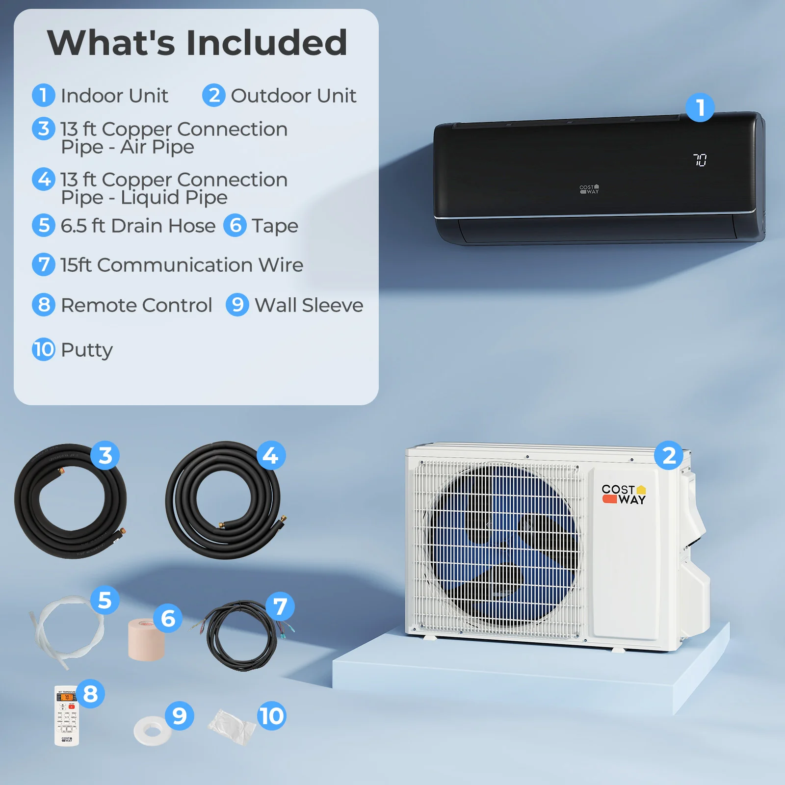 12000 BTU 22 SEER2 Mini Split AC, WiFi Alexa Compatible, Gray - Image 5