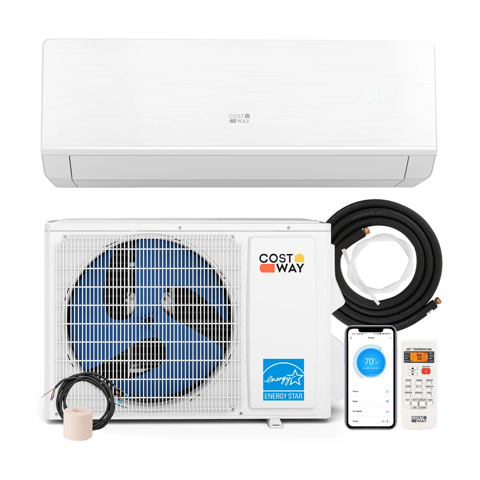 12000 BTU 24 SEER2 Mini Split Heat Pump, Heating At -25℃, White - Image 3