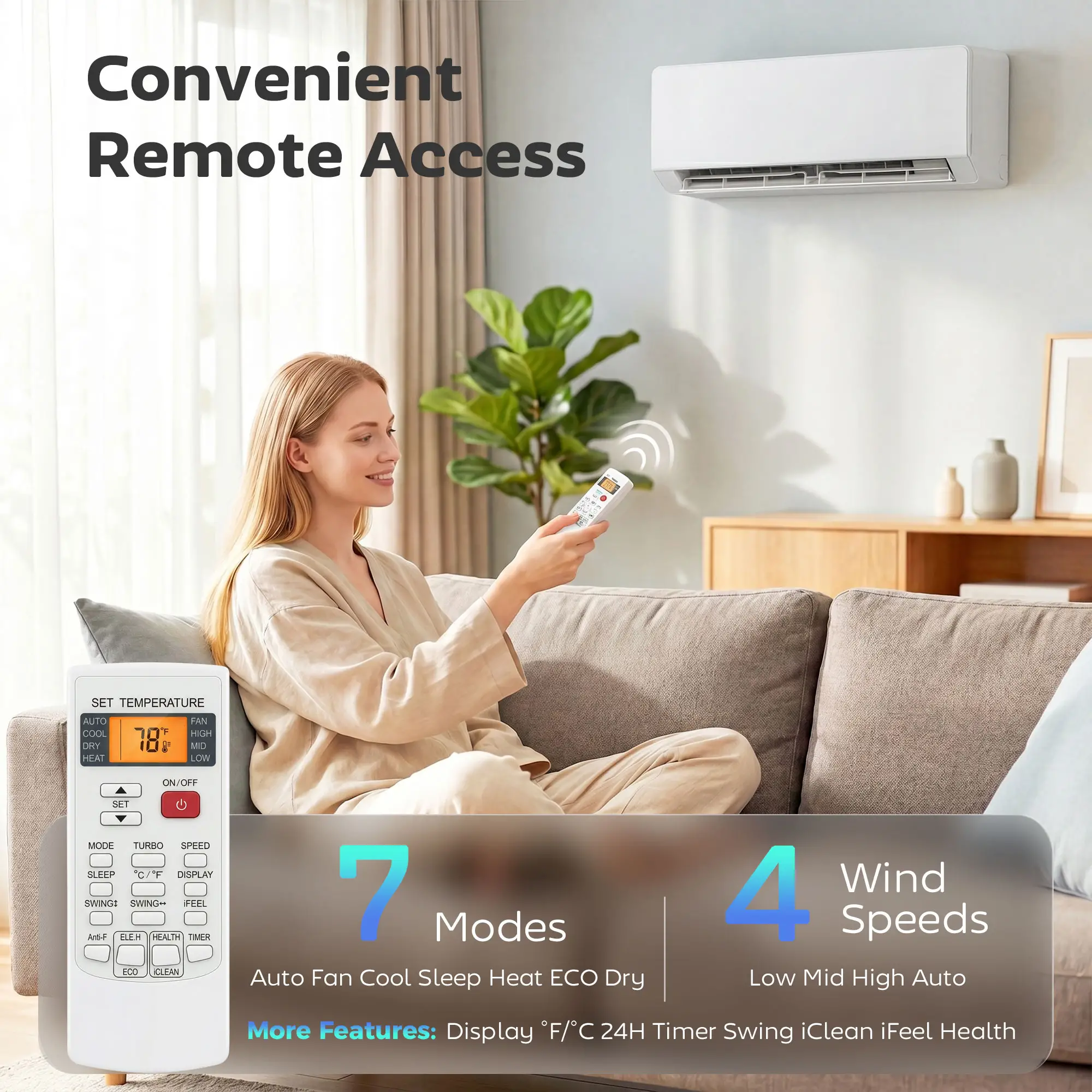12000 BTU Mini Split AC, 22 SEER2 115V Wifi Inverter Heat Pump, 750 Sq. Ft - Image 6