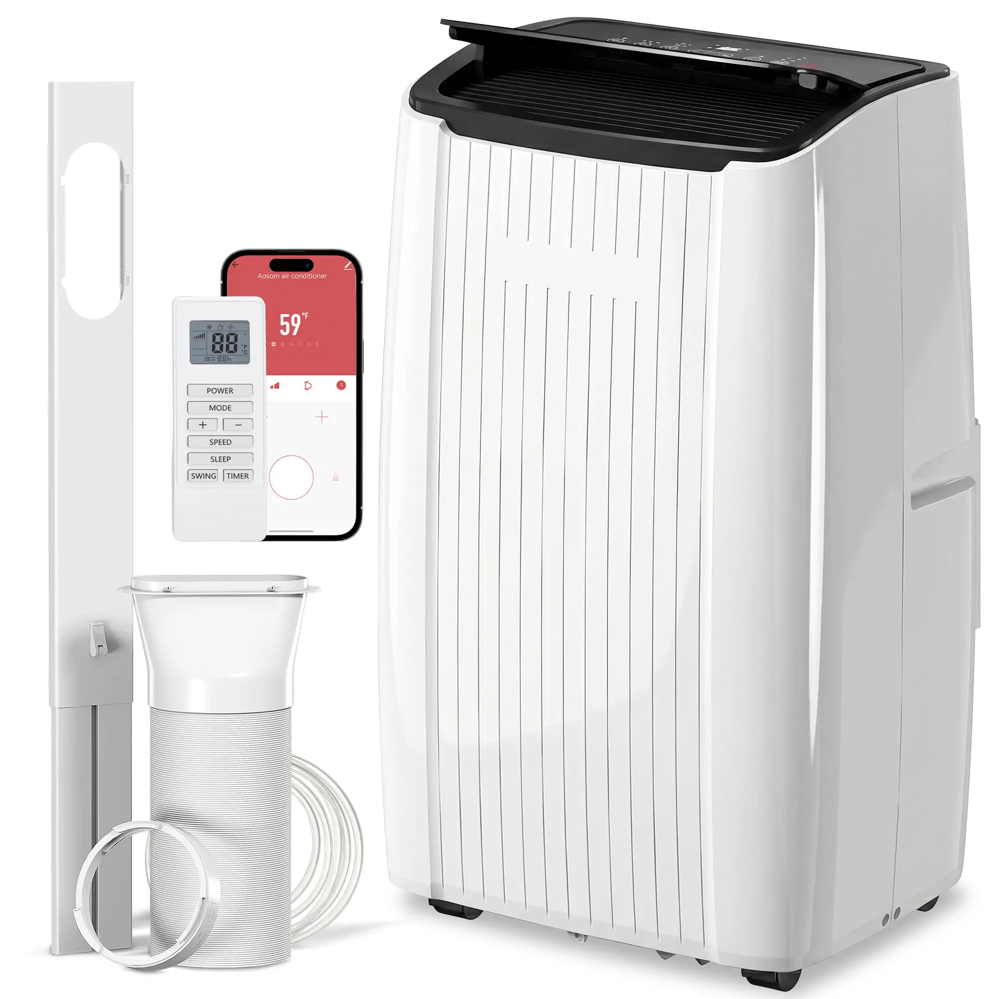 12000 BTU Portable Air Conditioner, 5-in-1, White