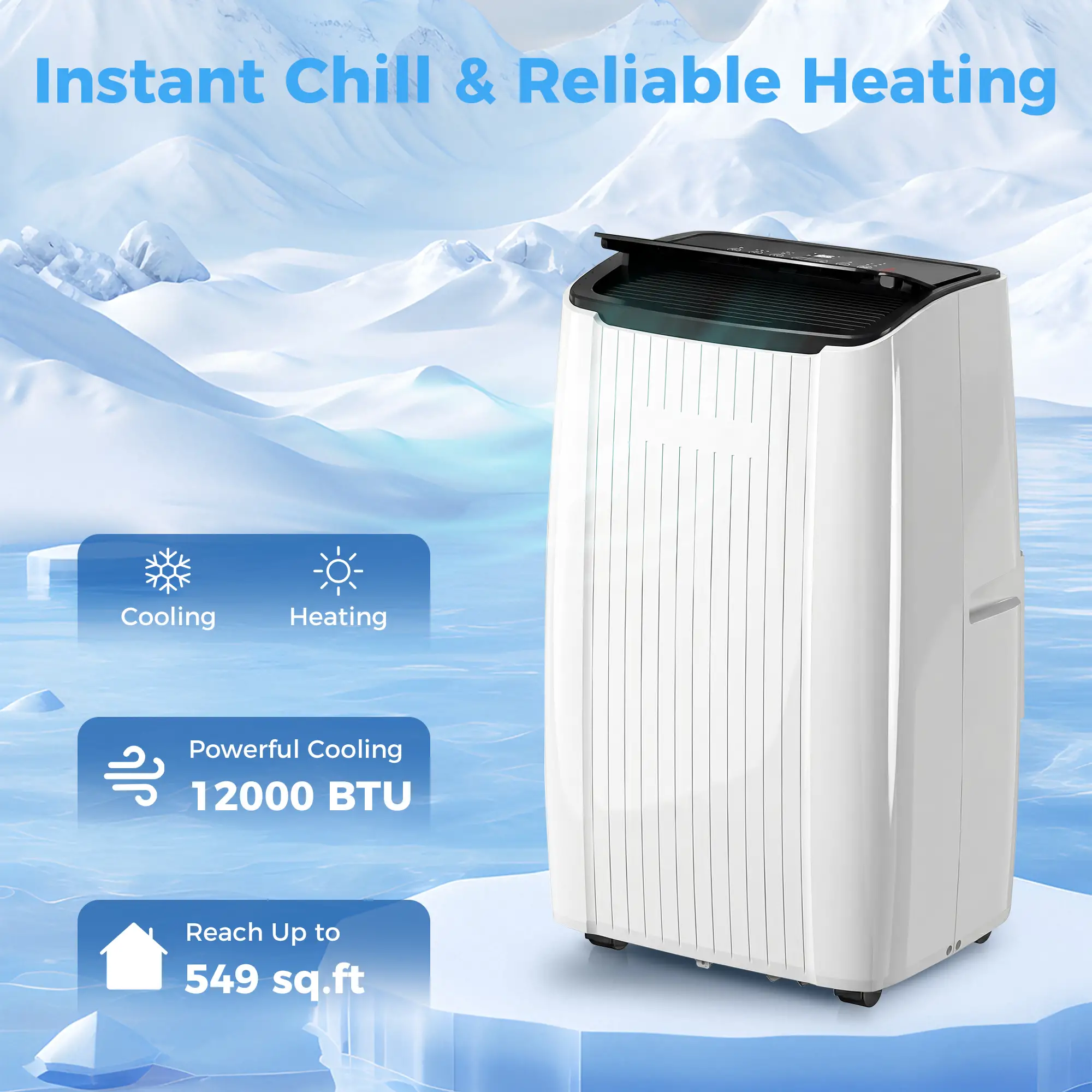 12000 BTU Portable Air Conditioner, 5-in-1, White - Image 4