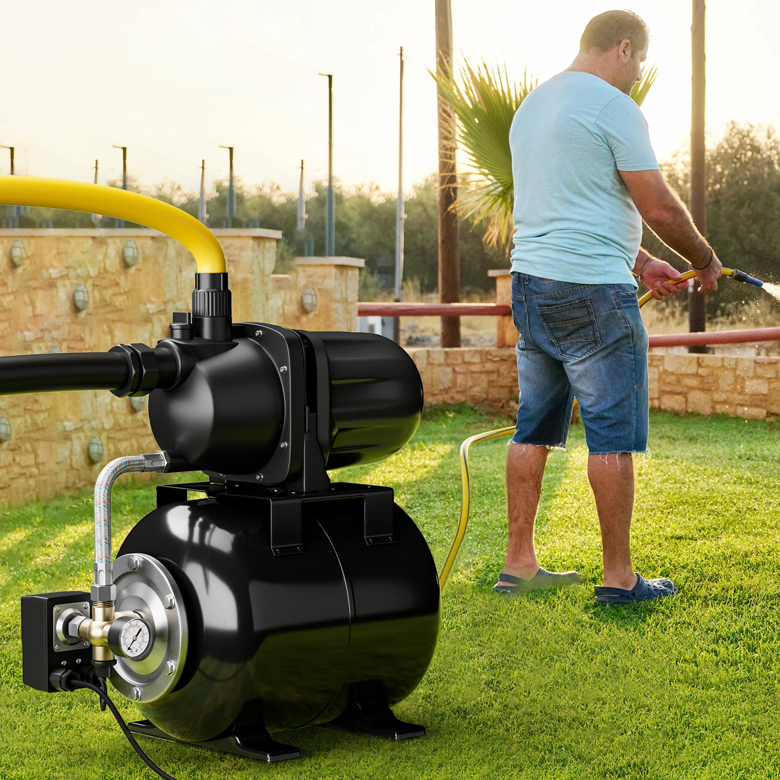 1200W Garden Water Pump, Shallow Well Pressurized Irrigation, Black - Image 2