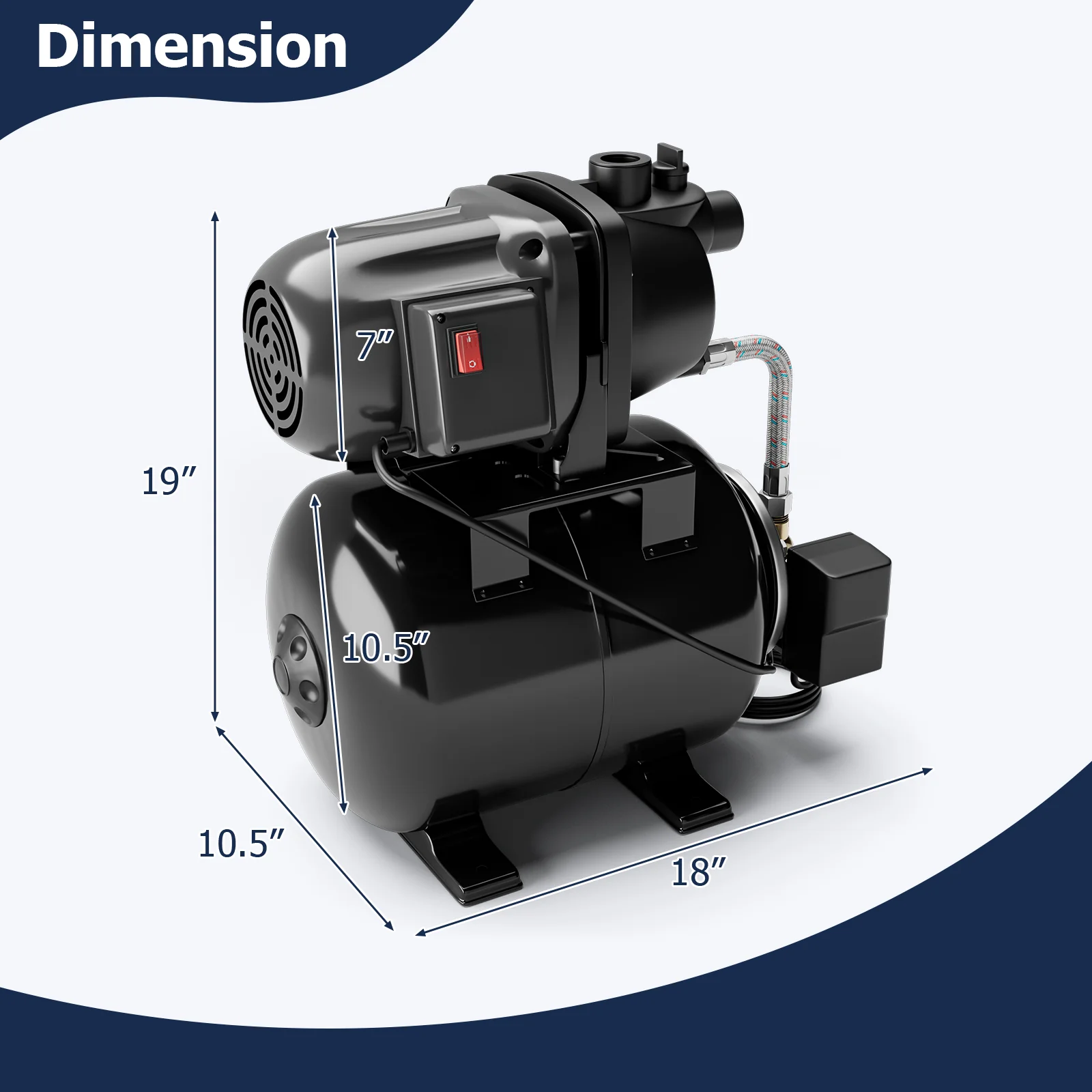 1200W Garden Water Pump, Shallow Well Pressurized Irrigation, Black - Image 5