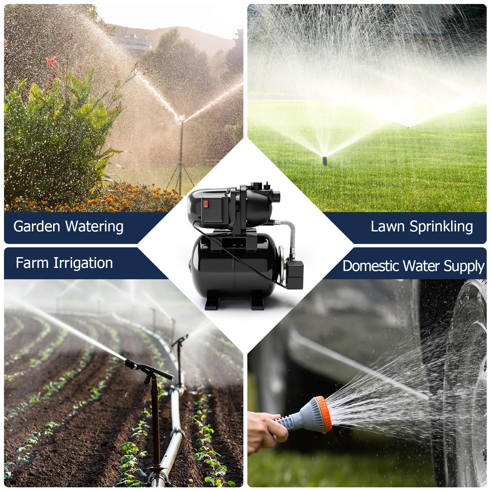 1200W Garden Water Pump, Shallow Well Pressurized Irrigation, Black - Image 6
