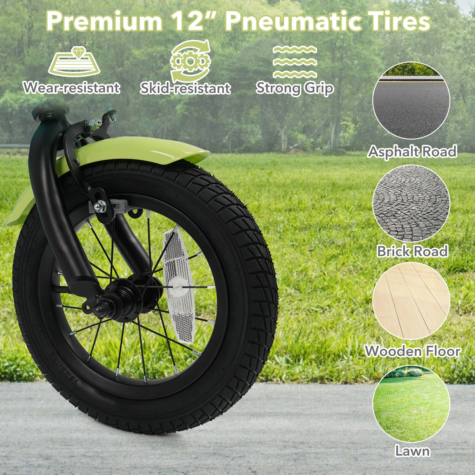 12/14/16 Inch Kids Bike with Training Wheels and Basket Green Color-12 - Image 8