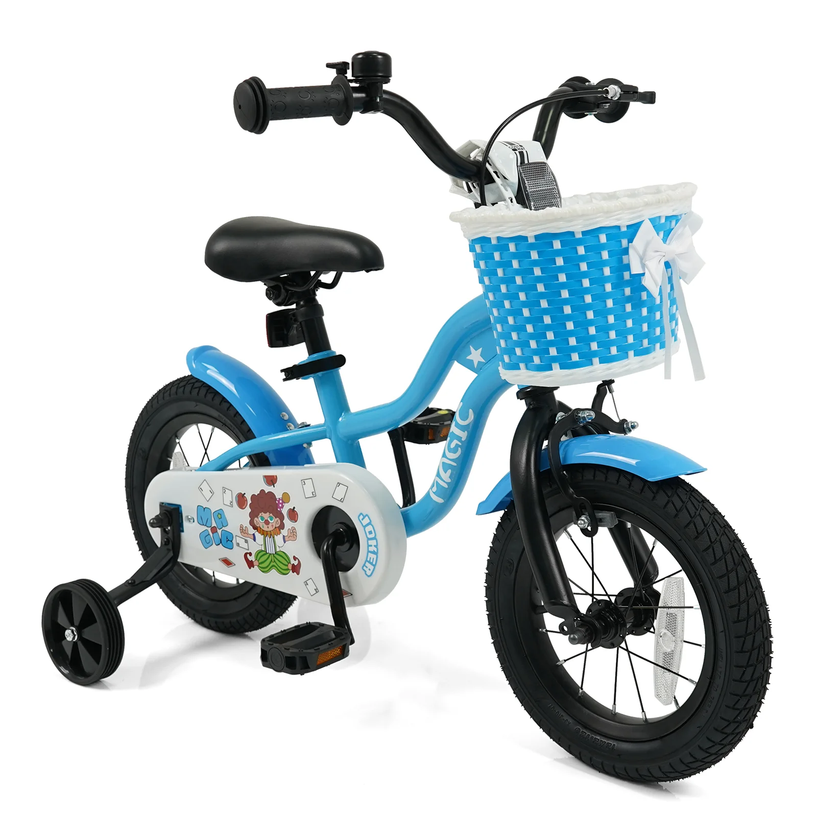 12/14/16 Inch Kids Bike with Training Wheels and Basket Navy Color-12 - Image 4