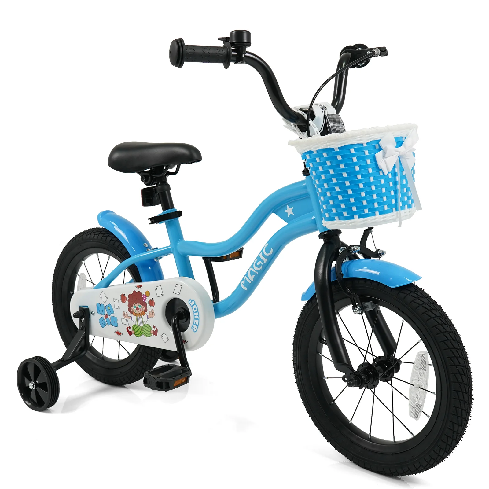 12/14/16 Inch Kids Bike with Training Wheels and Basket Navy Color-14 - Image 4