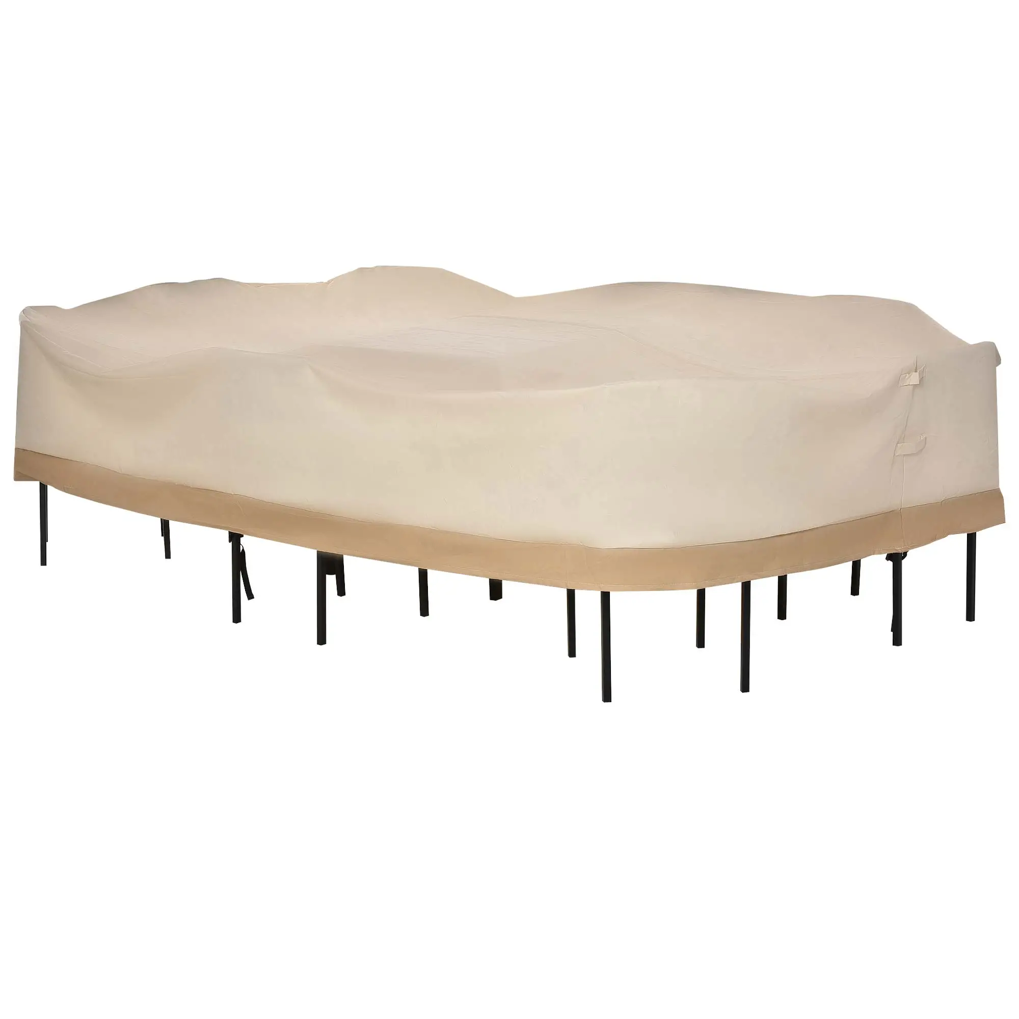 129.9-Inch Oval Patio Table and Chair Set Cover, Beige Coffee, Beige
