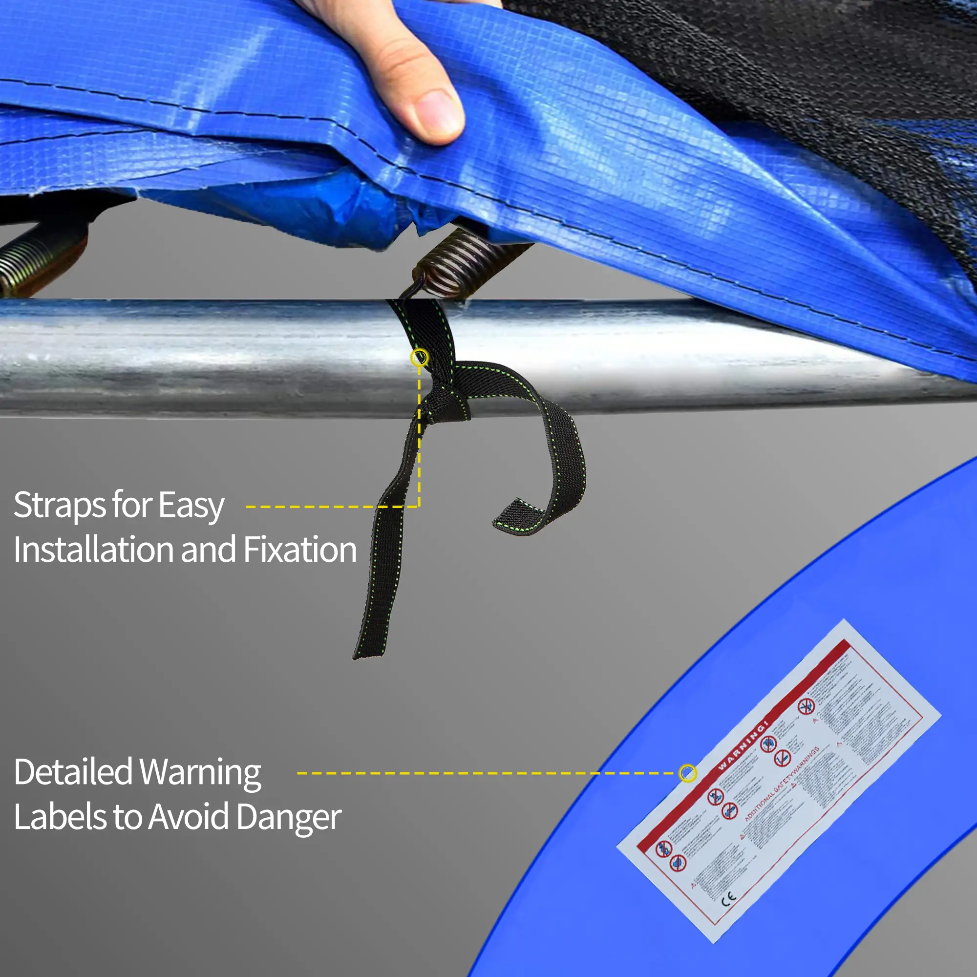 12ft Trampoline Pad, 144" Spring Safety Cover, Blue - Image 6