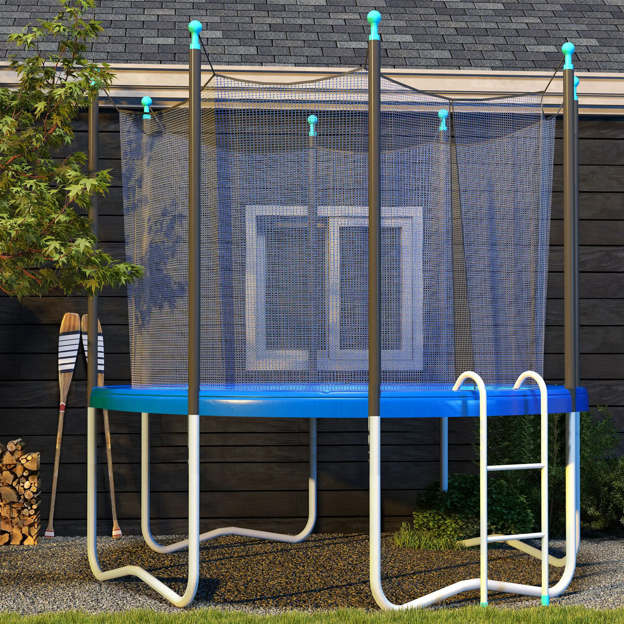 12FT Trampoline Spring Cover, Waterproof Tear-Resistant, Blue - Image 9