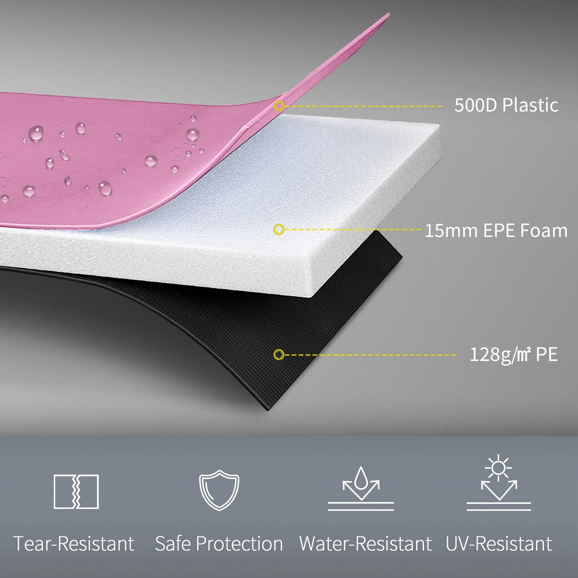 12FT Trampoline Spring Cover, Waterproof, Tear-Resistant, Pink - Image 5