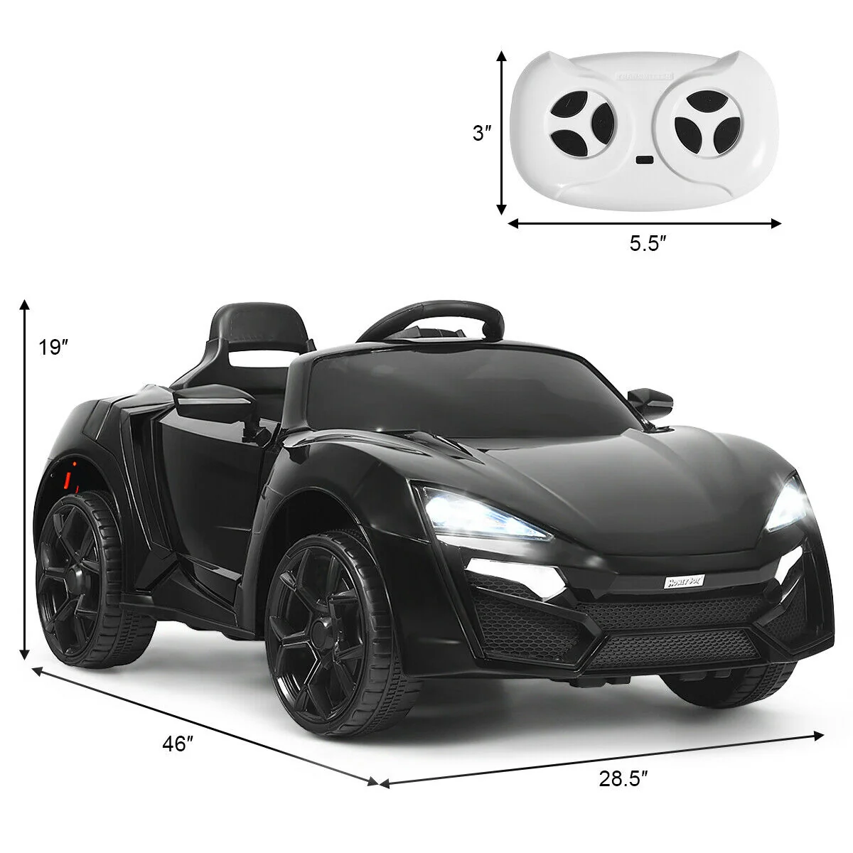 12V 2.4G RC Electric Vehicle With Lights, Black - Image 6