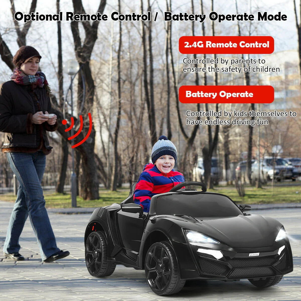 12V 2.4G RC Electric Vehicle With Lights, Black - Image 7