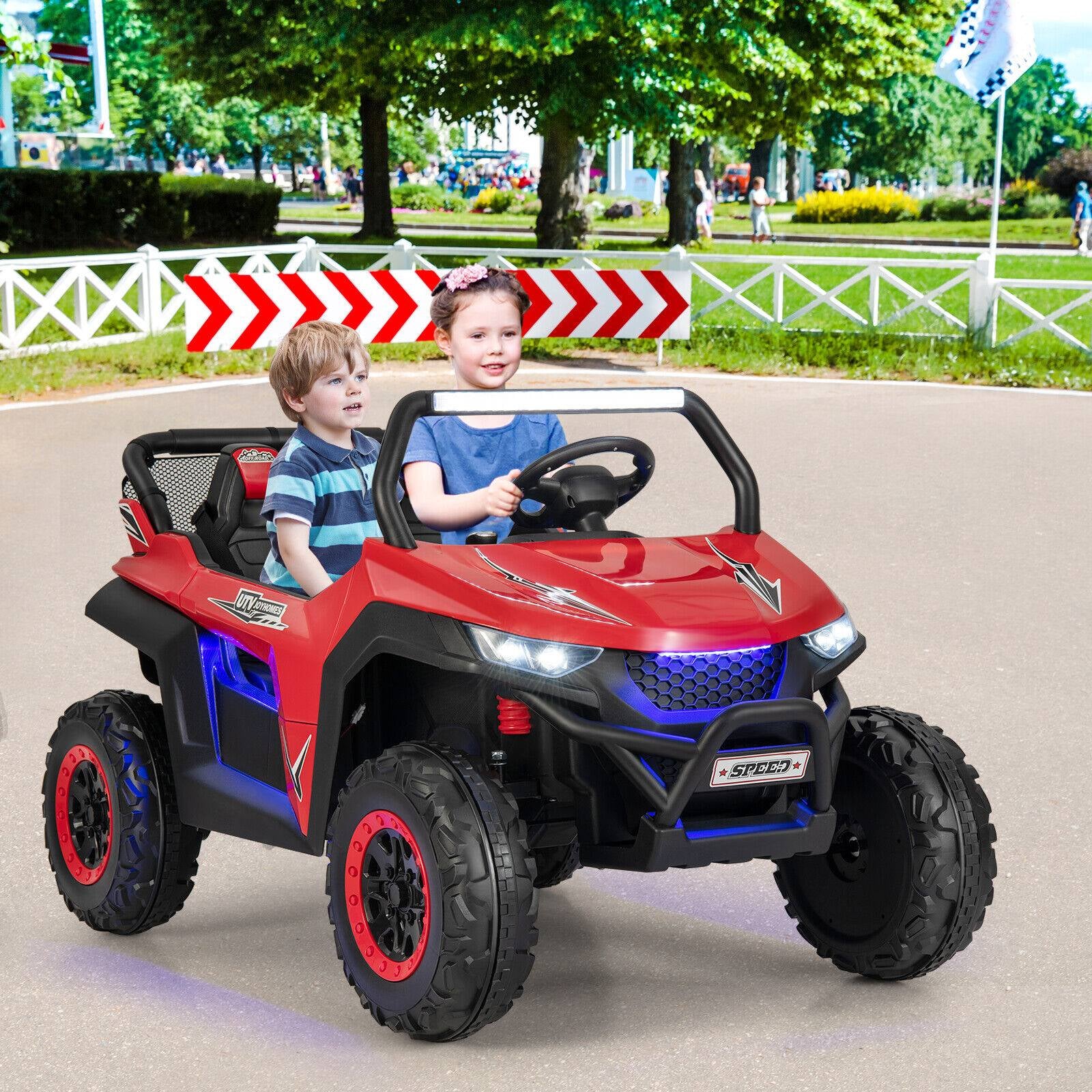 12V 2-Seater Kids Ride On UTV, Slow Start, Music, Red - Image 2