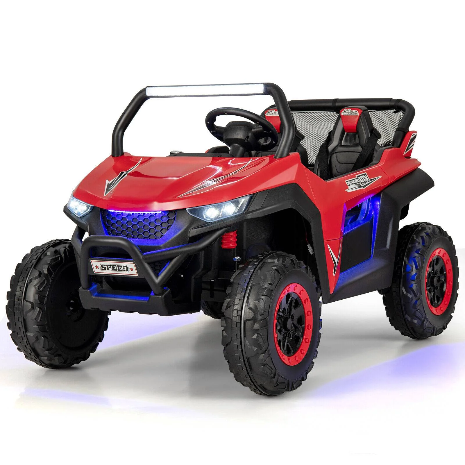12V 2-Seater Kids Ride On UTV, Slow Start, Music, Red - Image 3