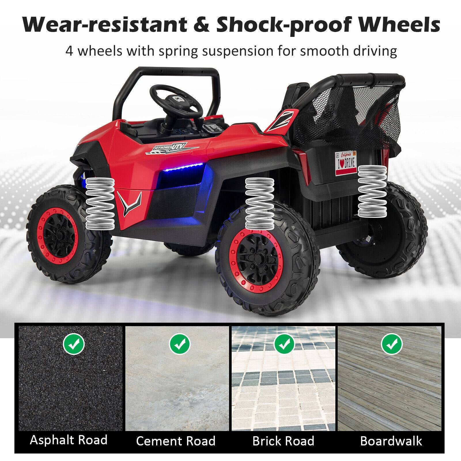 12V 2-Seater Kids Ride On UTV, Slow Start, Music, Red - Image 6