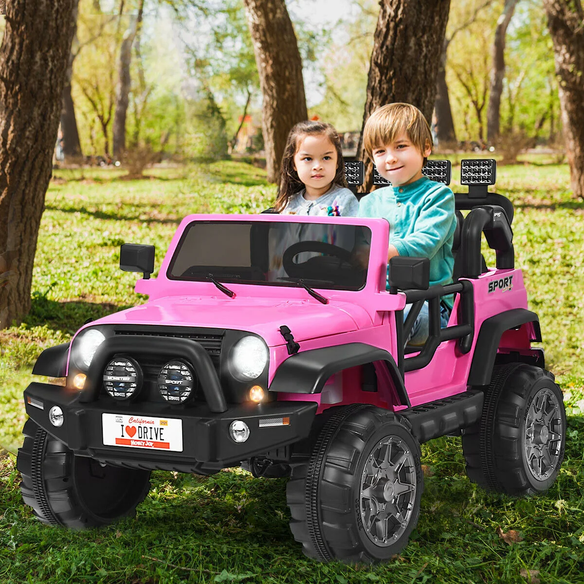 12V 2-Seater Ride On Car Truck With Remote Control, Storage Room, Pink - Image 2