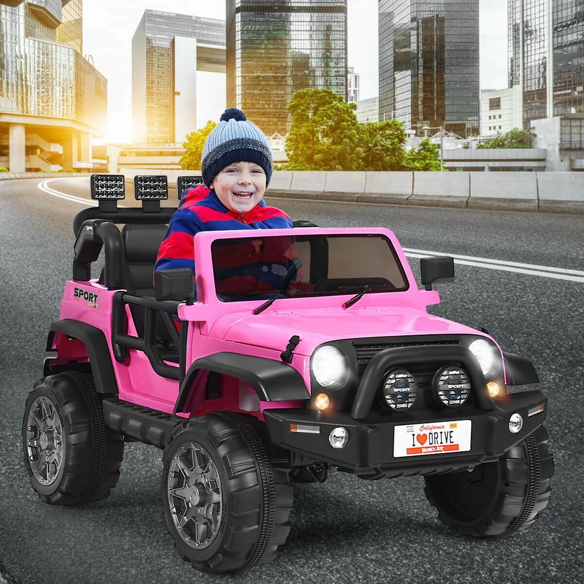 12V 2-Seater Ride On Car Truck With Remote Control, Storage Room, Pink - Image 3
