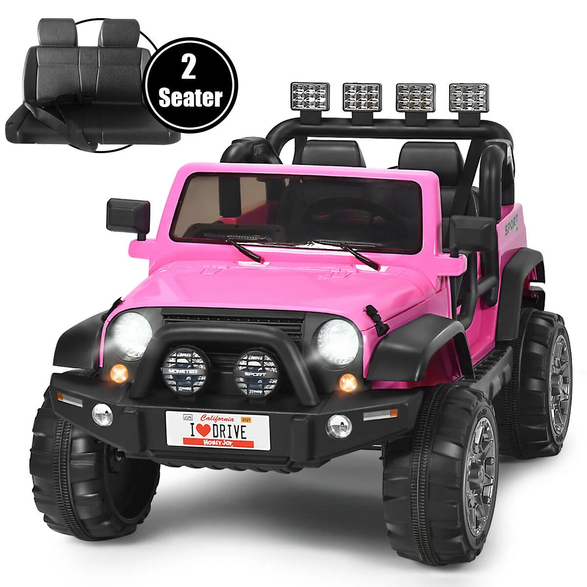 12V 2-Seater Ride On Car Truck With Remote Control, Storage Room, Pink - Image 5