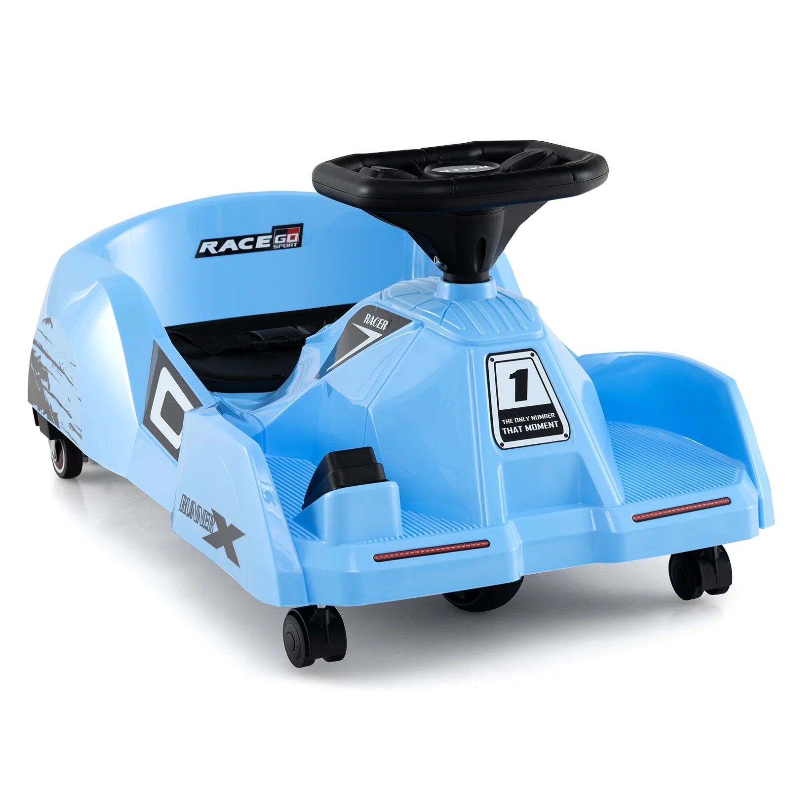 12V Electric Go Kart, Detachable Mop, Remote Control, Blue - Image 3