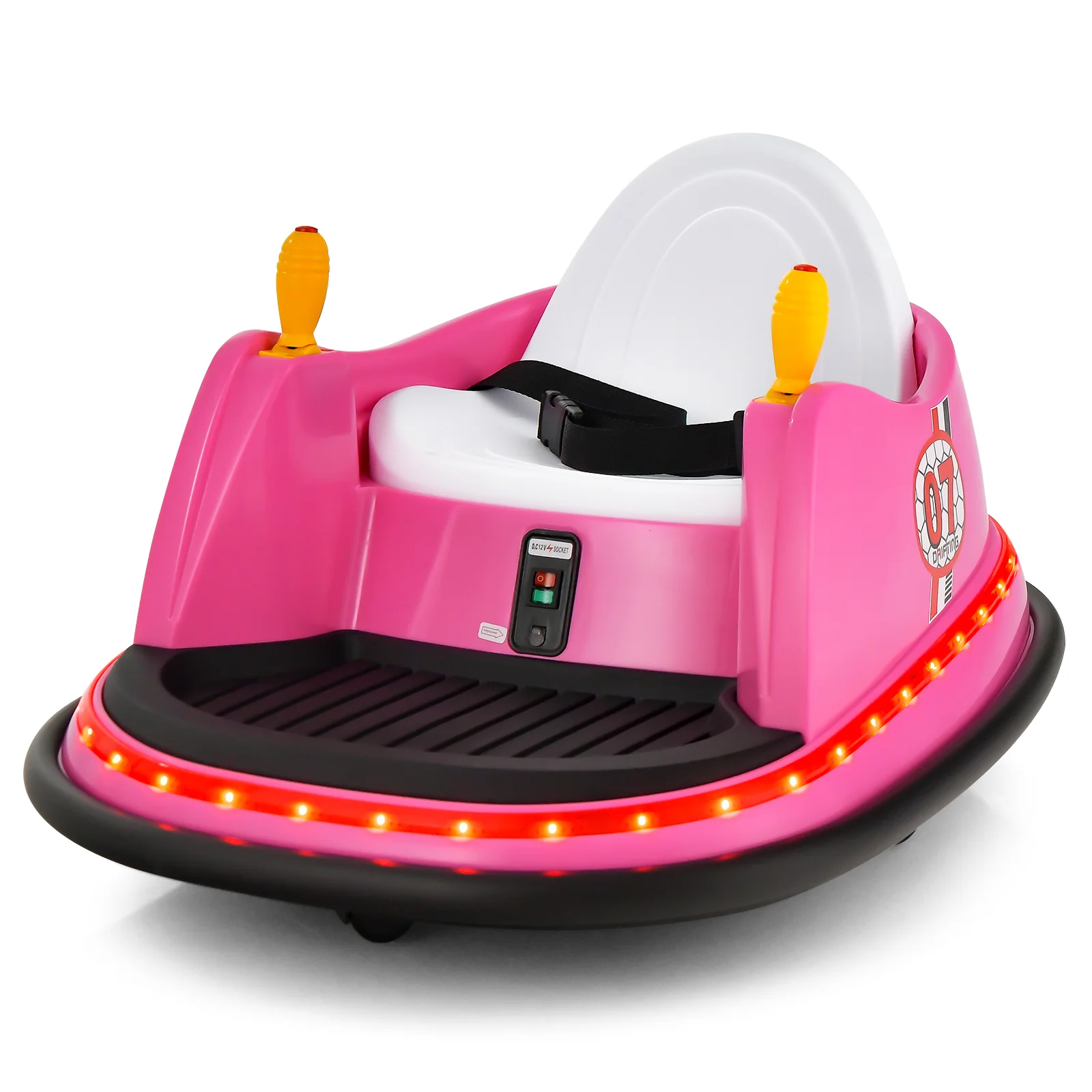 12V Electric Kids Ride On Bumper Car, Flashing Lights, Pink - Image 4