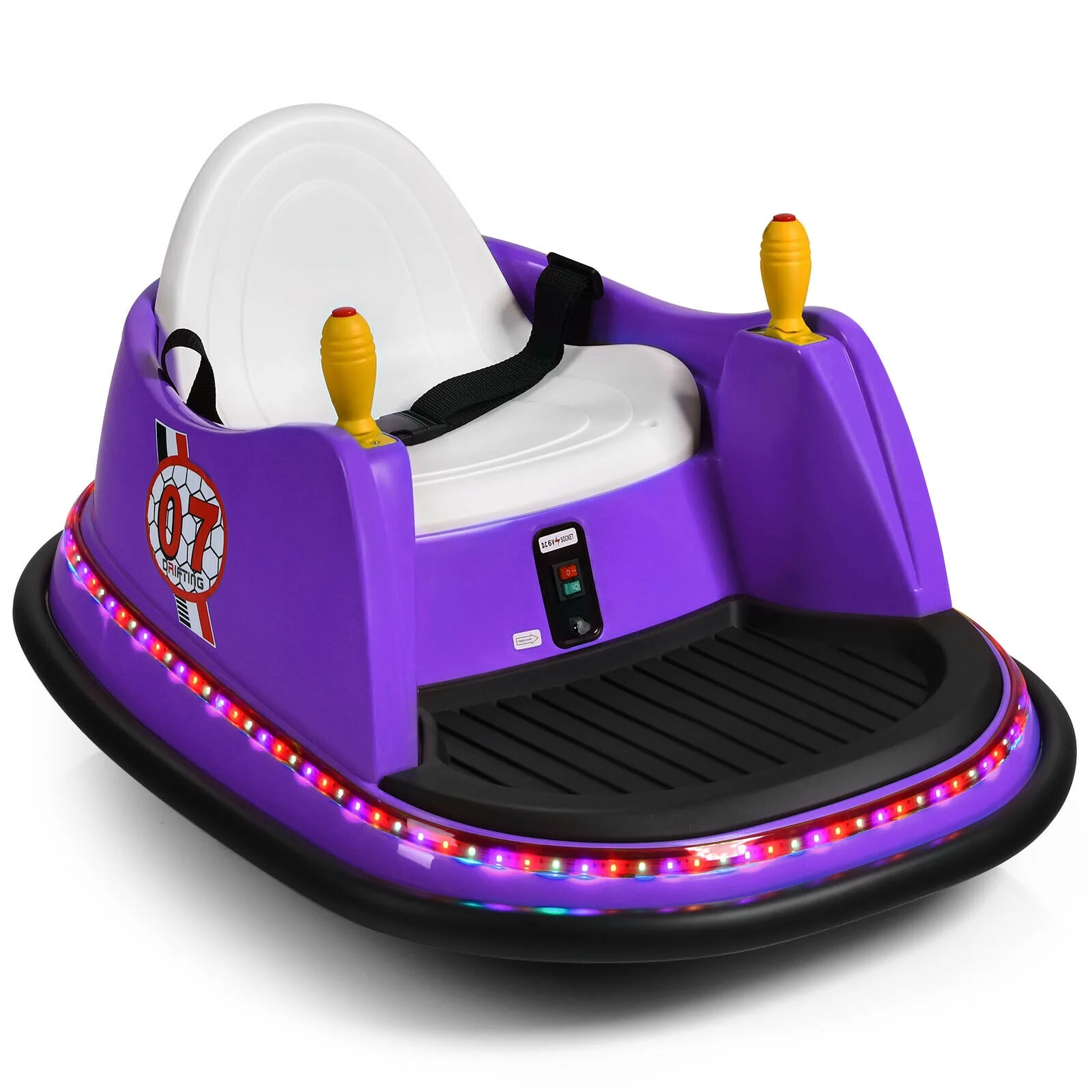 12V Electric Kids Ride On Bumper Car with Flashing Lights for Toddlers, Purple - Image 4