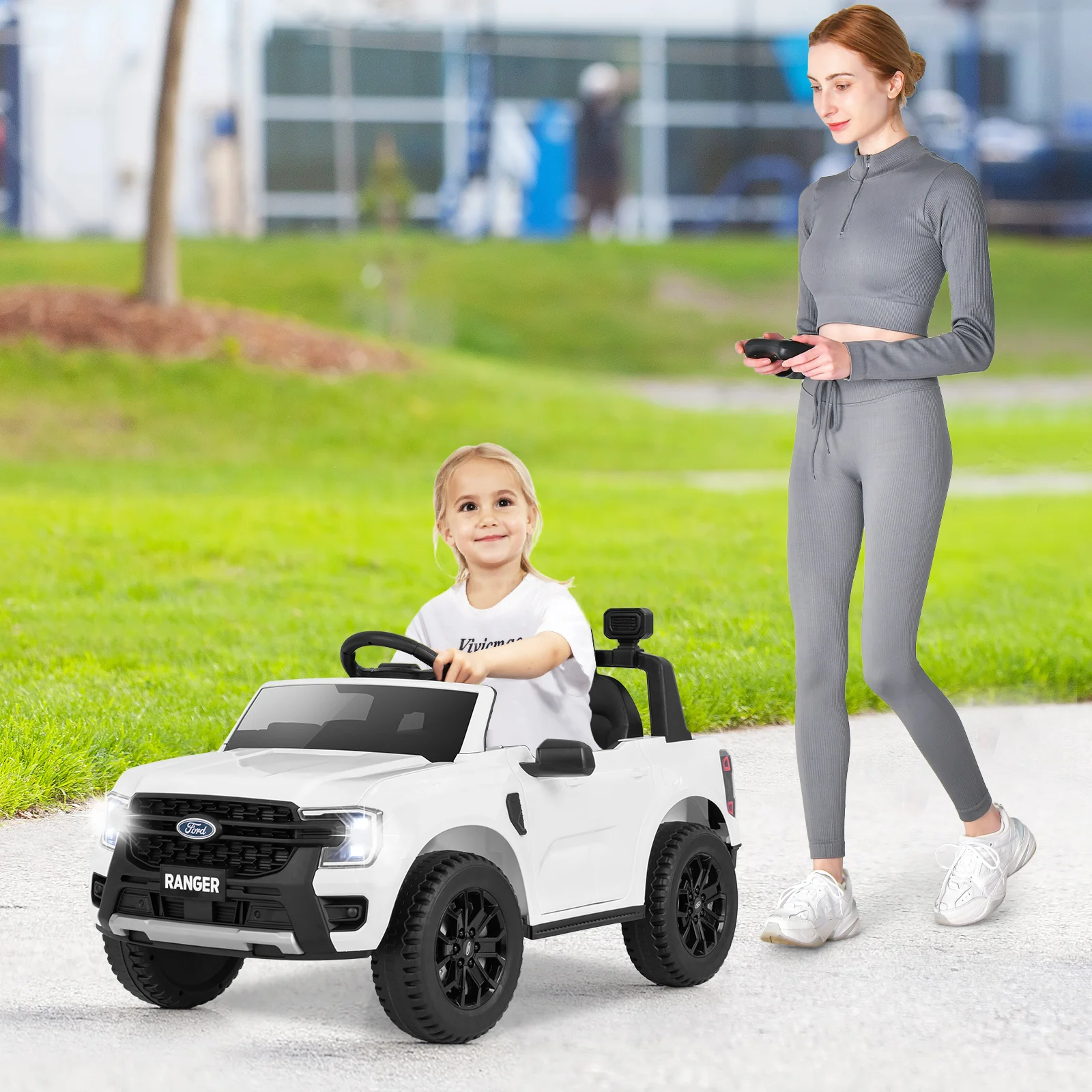 12V Electric Kids Ride On Car, Remote Control, Music, White - Image 2