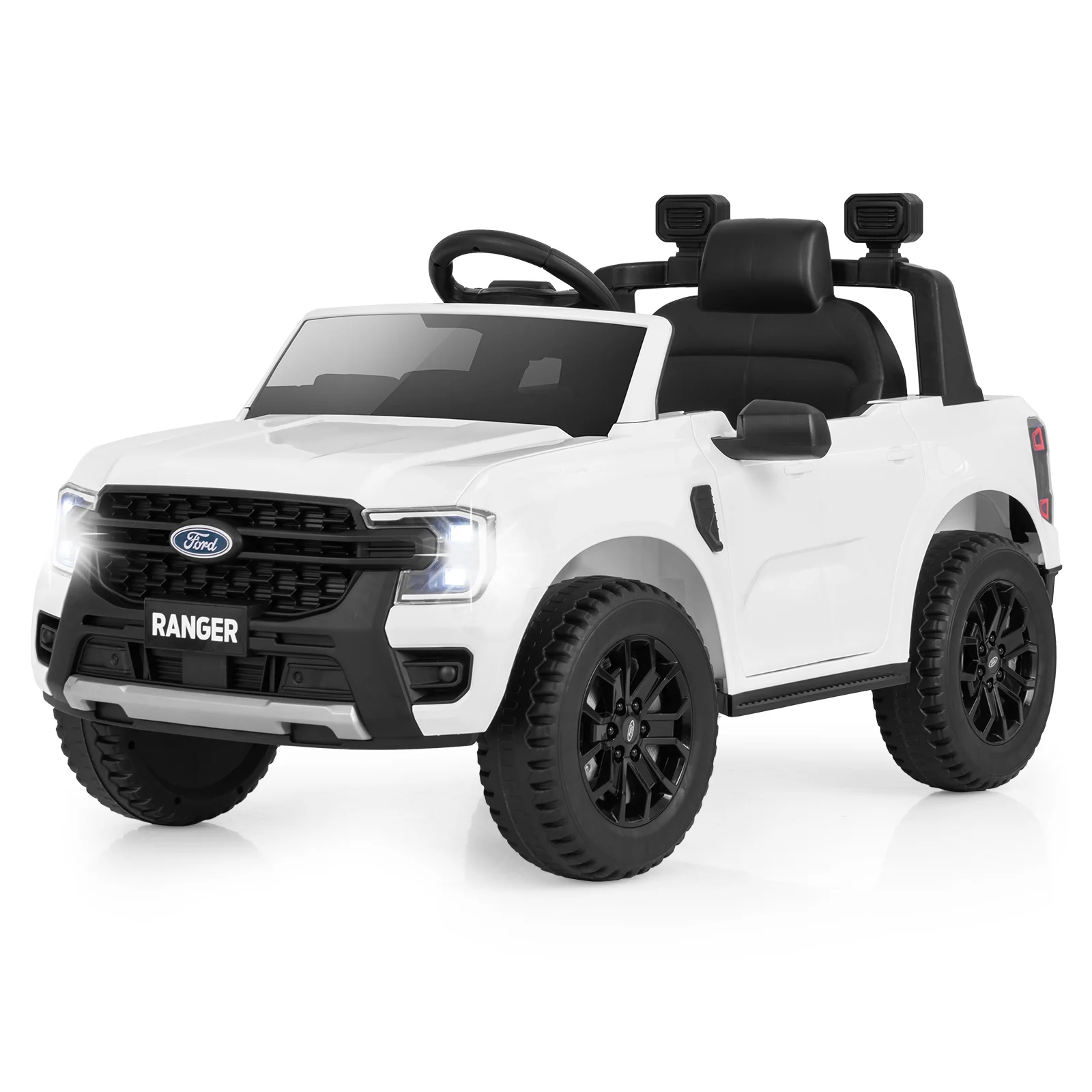 12V Electric Kids Ride On Car, Remote Control, Music, White - Image 3