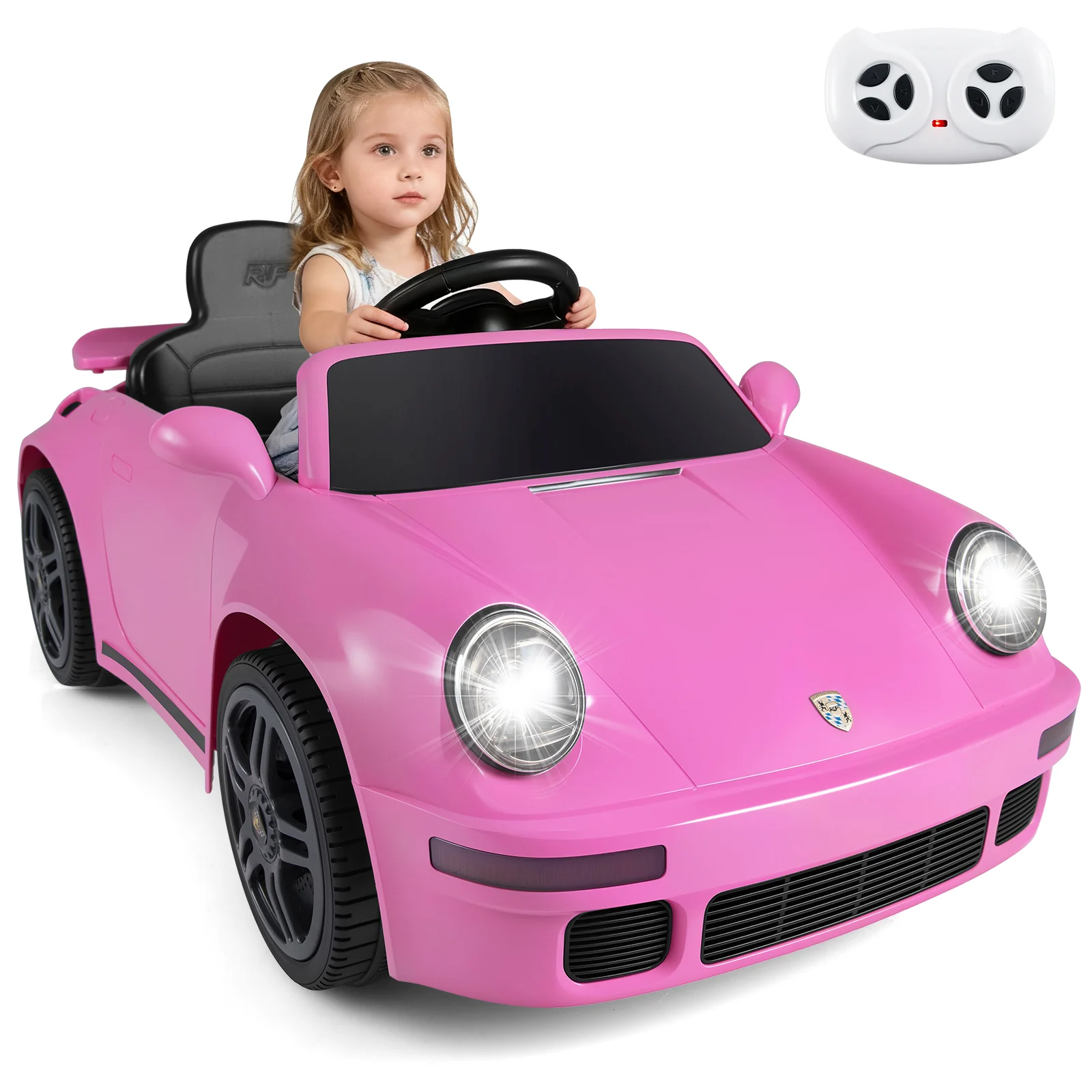 12V Electric Ride On Car Licensed RUF CTR with Remote Control and Music, Pink - Image 4