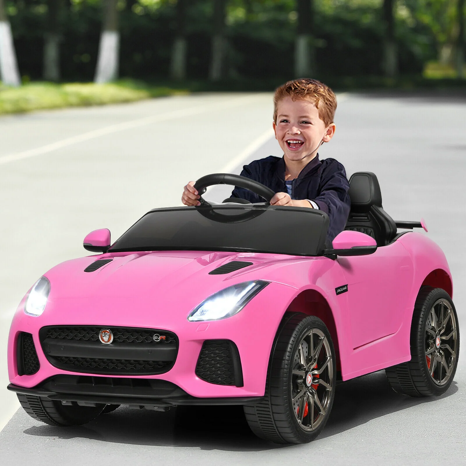 12V Jaguar F-Type SVR Kids Ride On Car, Pink - Image 2