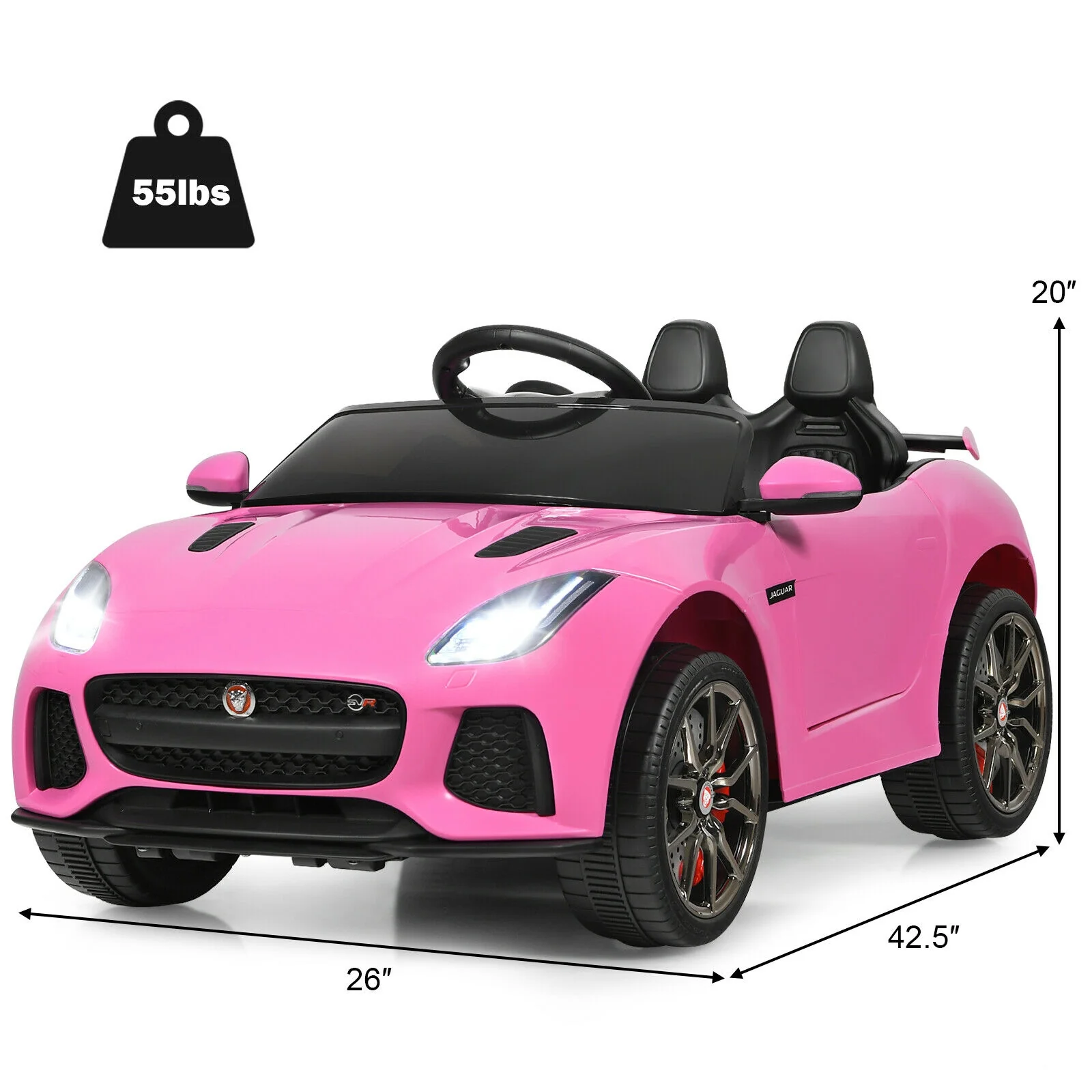 12V Jaguar F-Type SVR Kids Ride On Car, Pink - Image 6