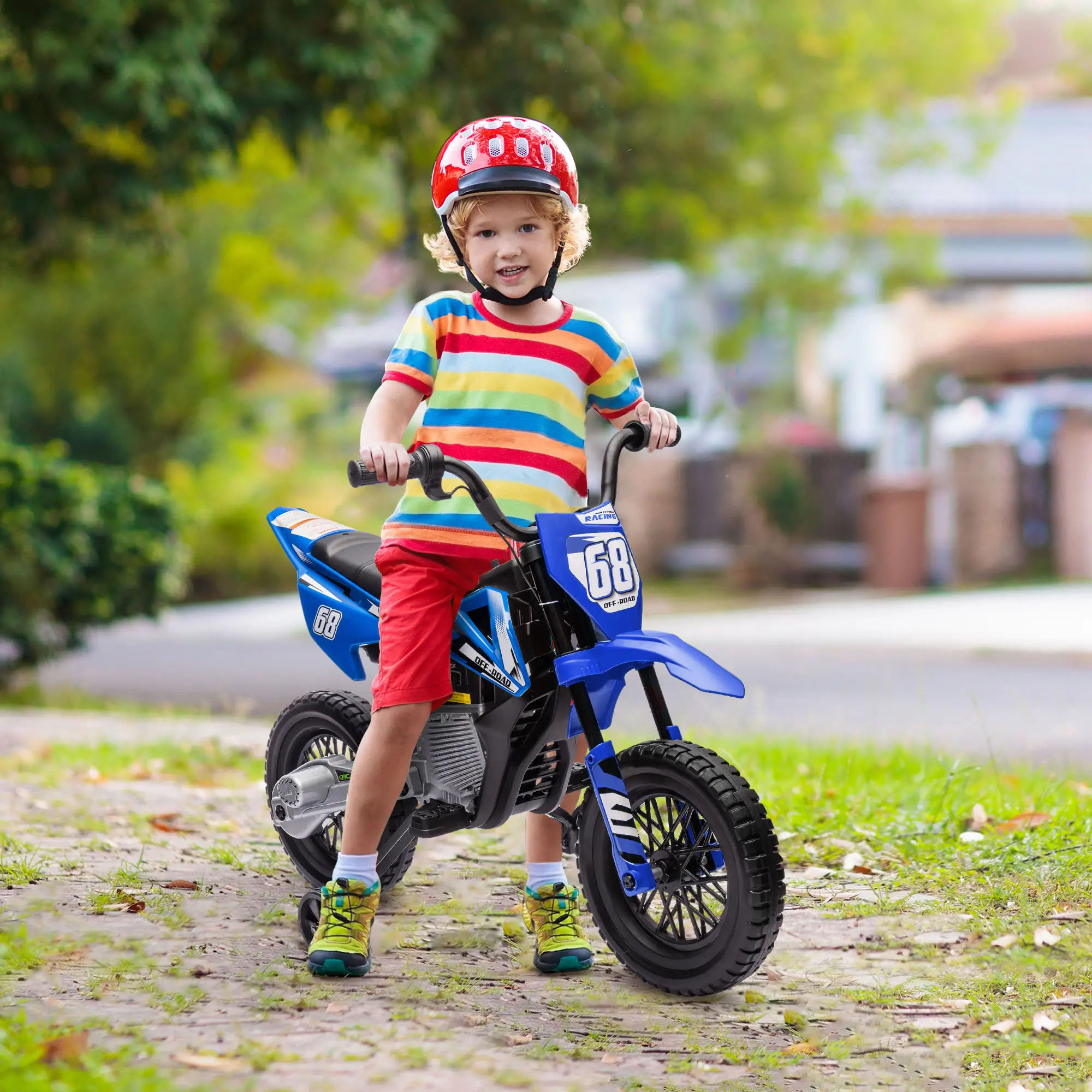 12V Kids Dirt Bike, Electric Motorcycle, Blue - Image 8
