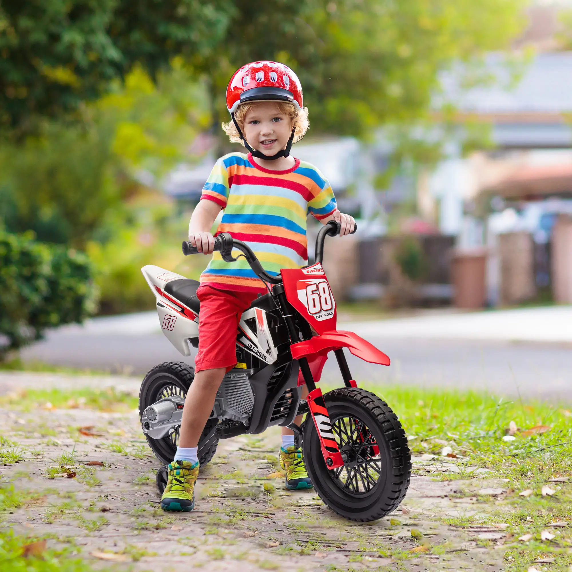 12V Kids Dirt Bike, Electric Motorcycle, Red - Image 8