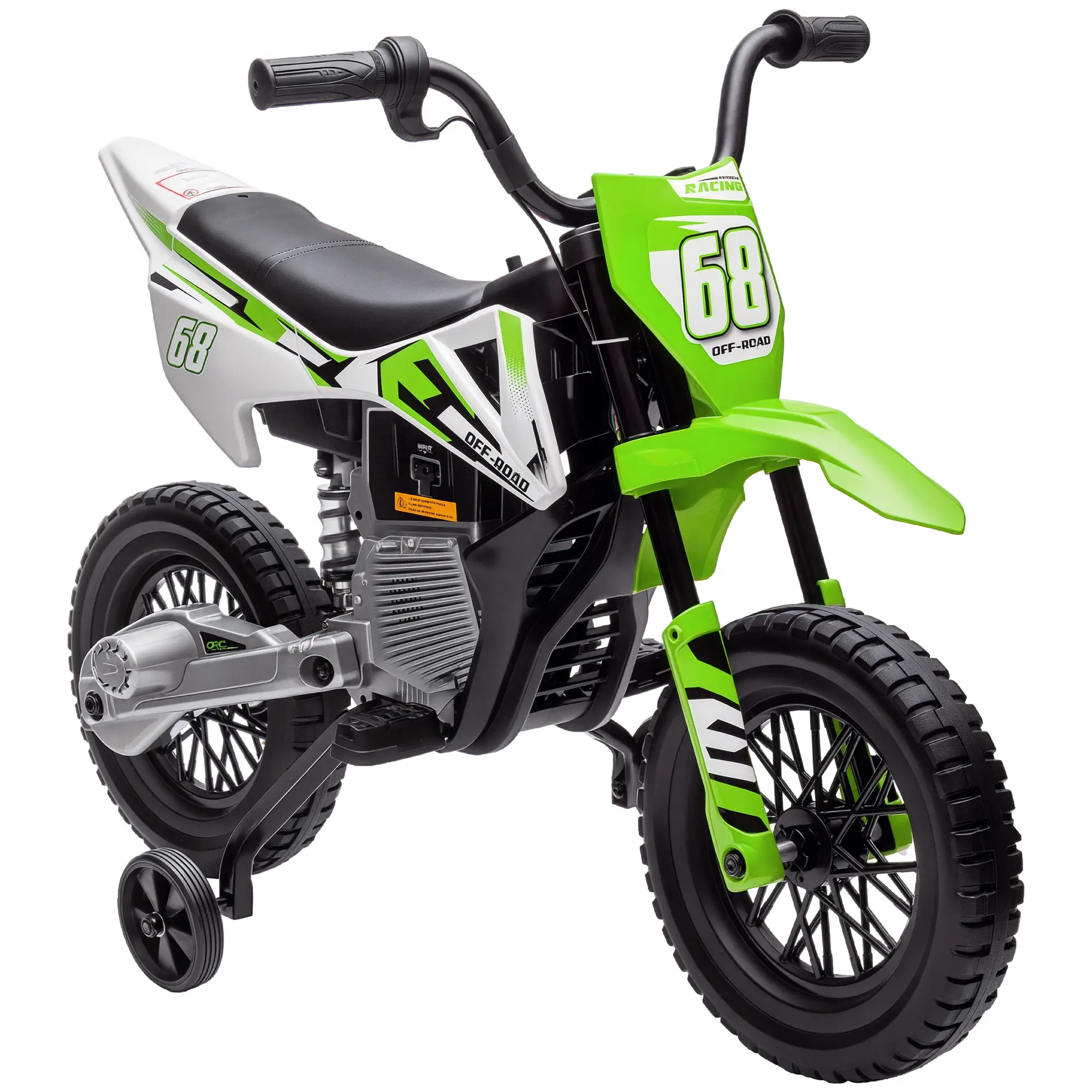 12V Kids Dirt Bike, Electric Motorcycle, Training Wheels, Green - Image 11