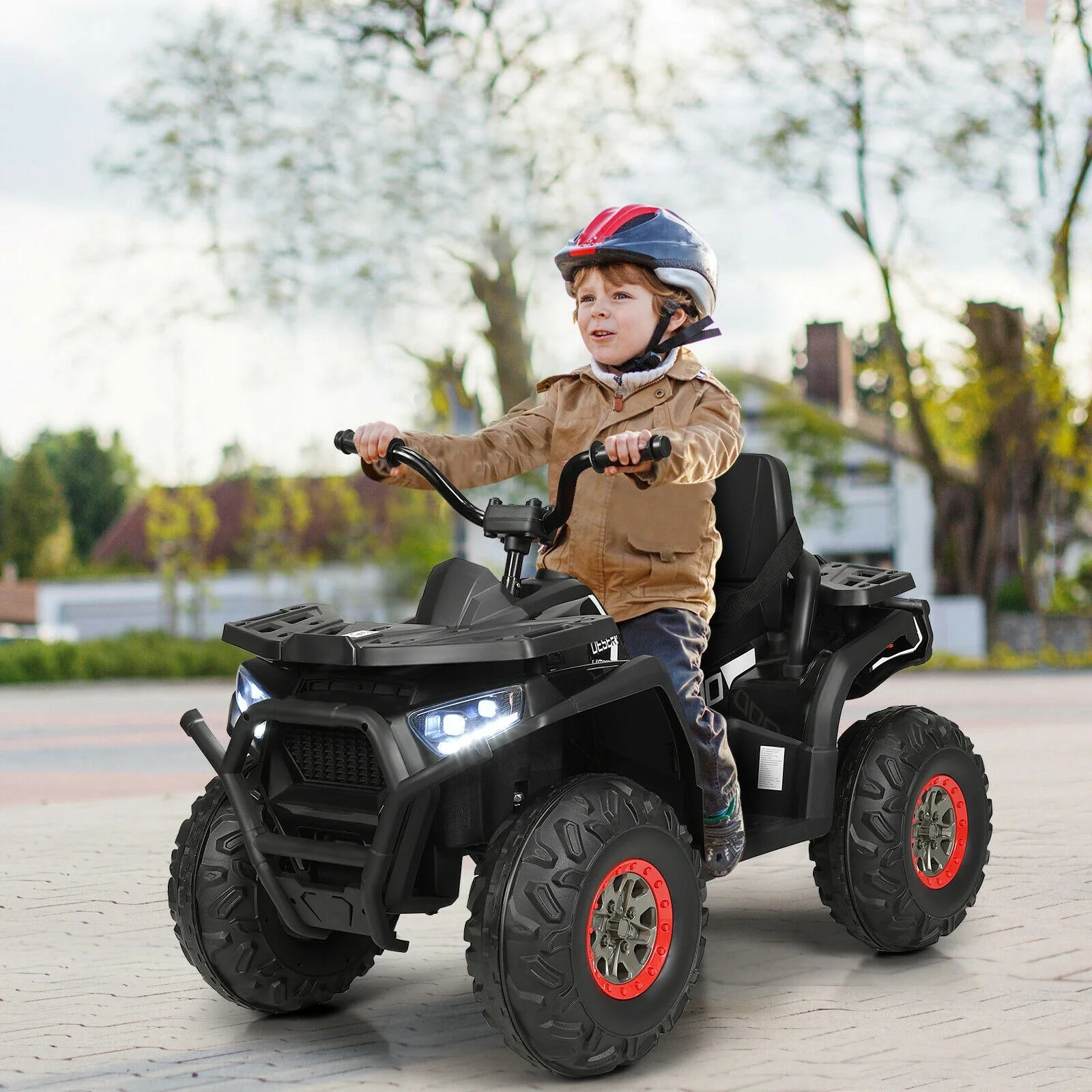 12V Kids Electric 4-Wheeler ATV Quad, Black - Image 2