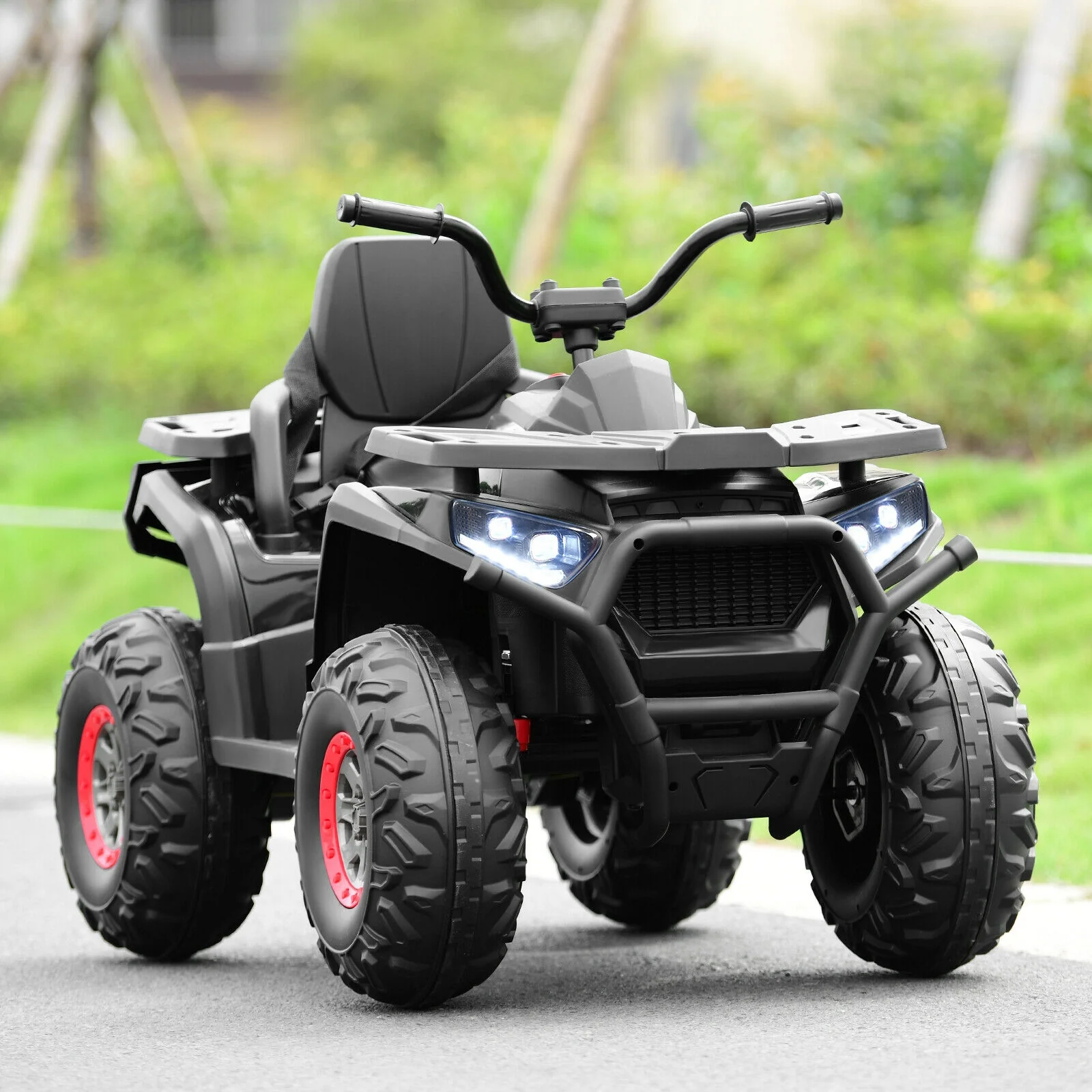 12V Kids Electric 4-Wheeler ATV Quad, Black - Image 3