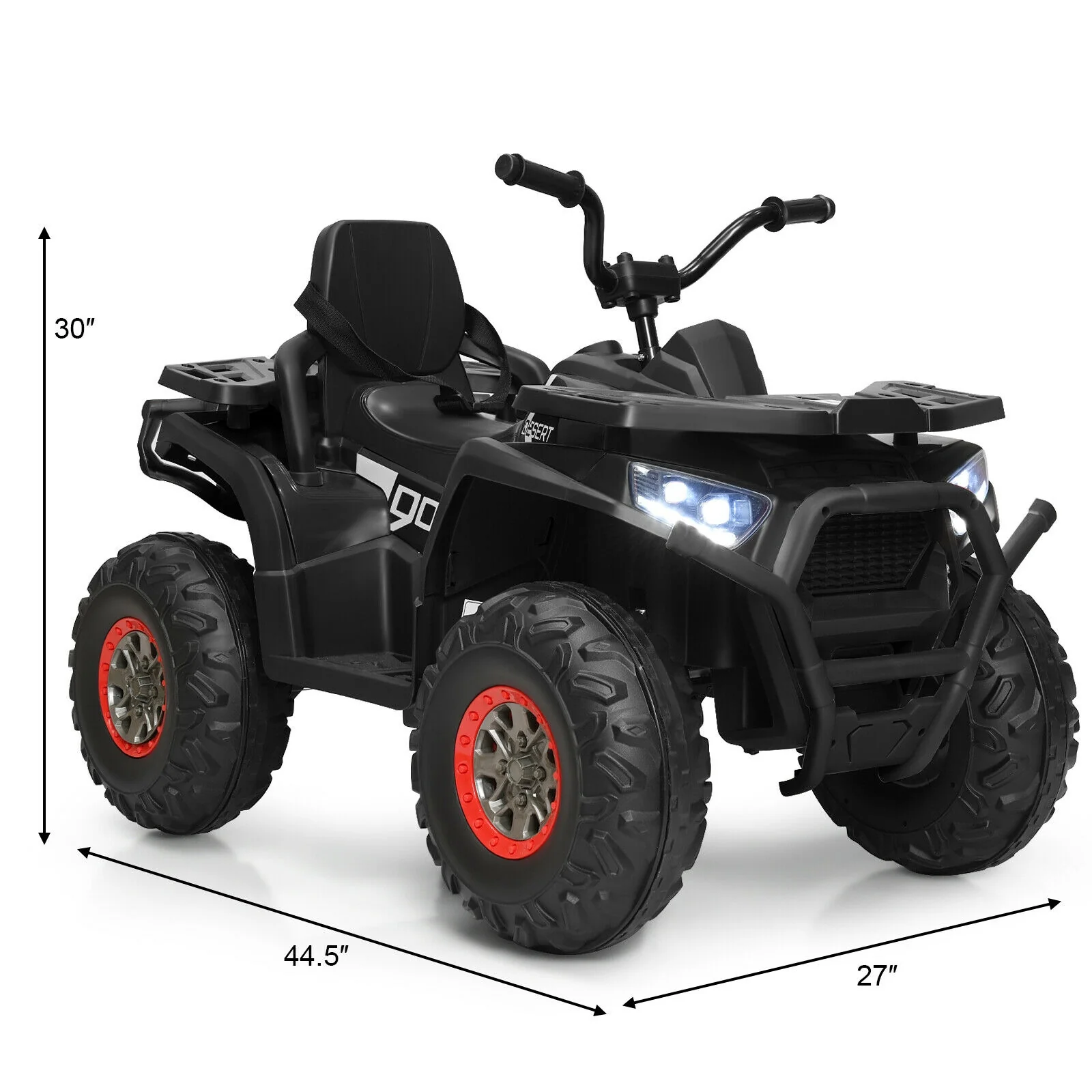 12V Kids Electric 4-Wheeler ATV Quad, Black - Image 6