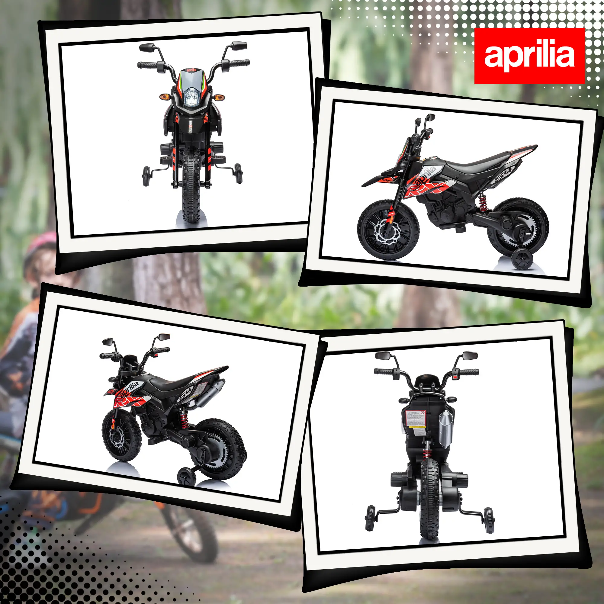 12V Kids Electric Motorcycle, Battery Powered Dirt Bike with Training Wheels, Red - Image 9