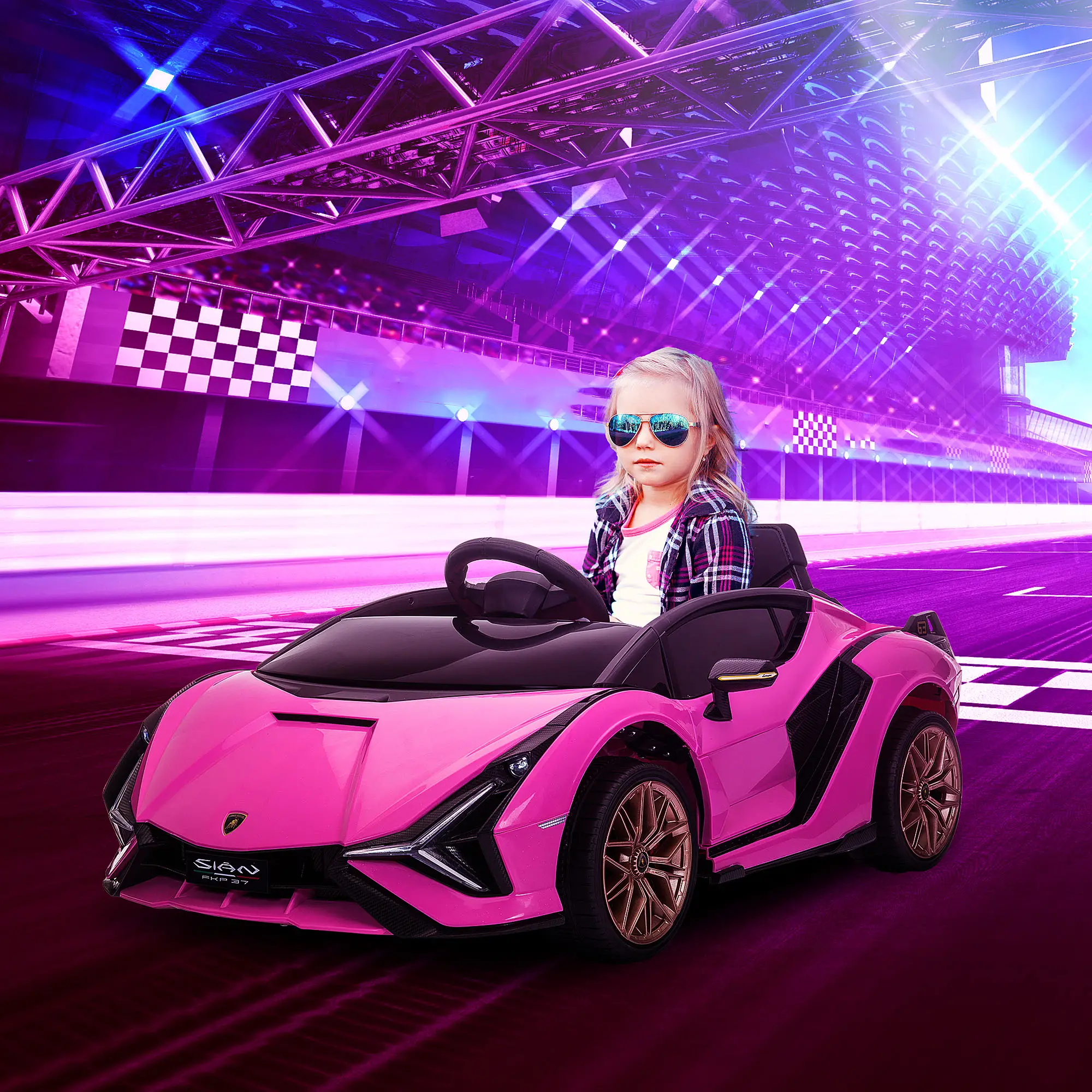 12V Kids Electric Ride On Car, Remote Control, Music Lights, For 3-5 Years, Pink - Image 2