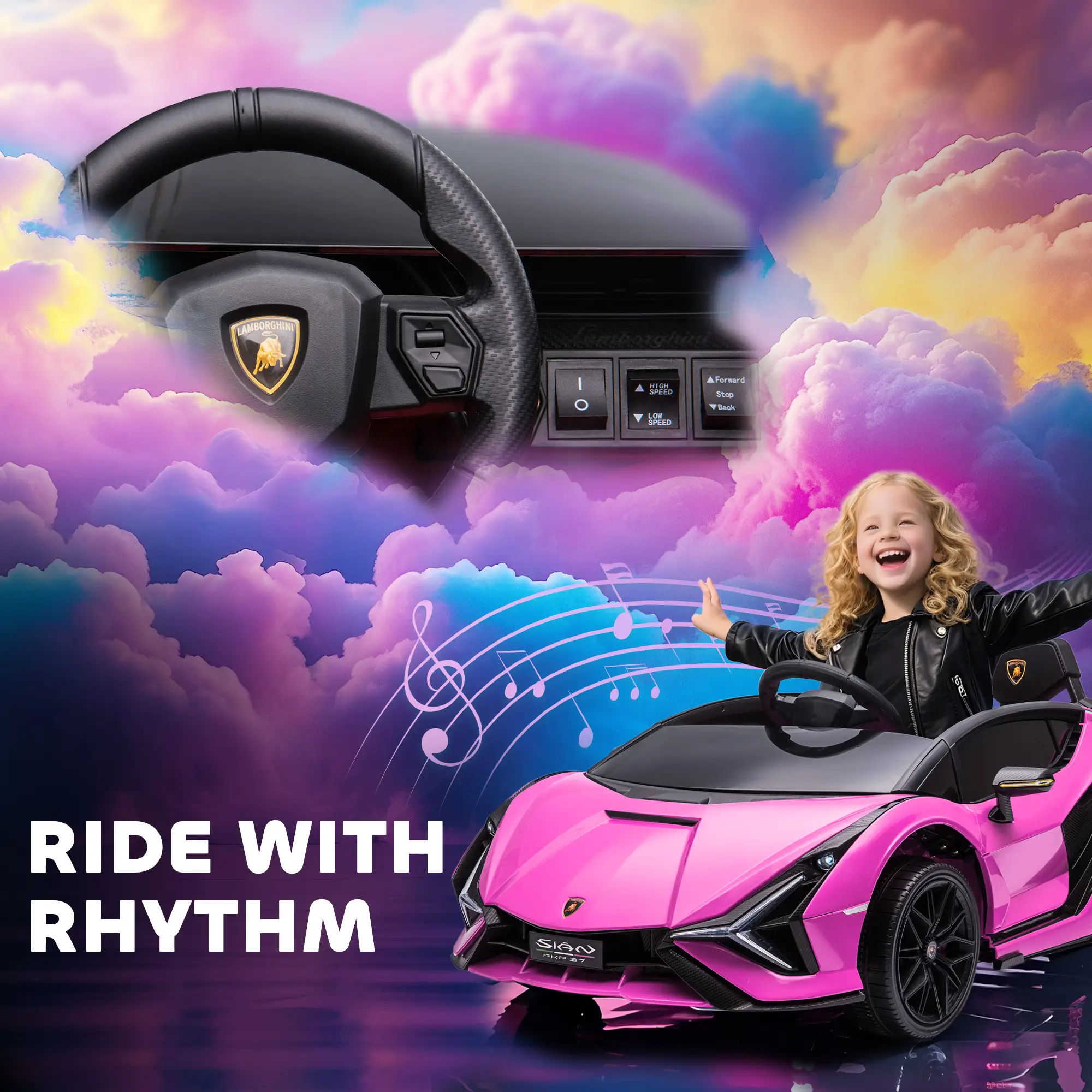 12V Kids Electric Ride On Car, Remote Control, Music Lights, For 3-5 Years, Pink - Image 7