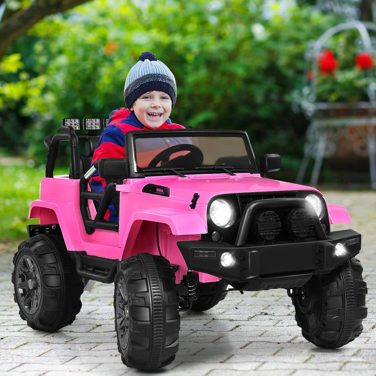 12V Kids Remote Control Riding Truck Car, Pink - Image 2