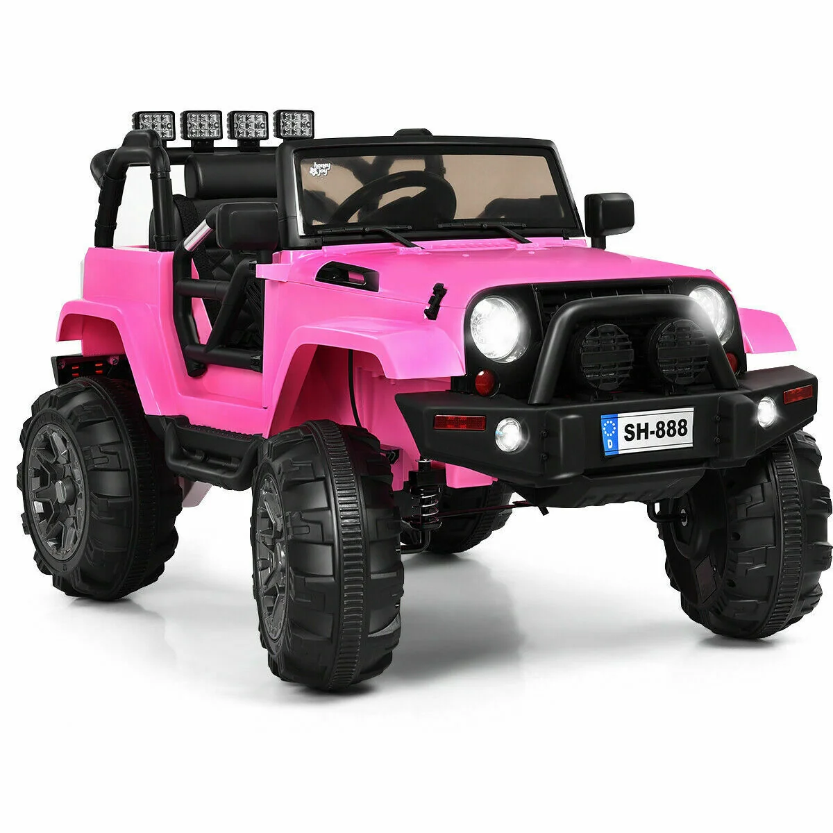 12V Kids Remote Control Riding Truck Car, Pink - Image 3